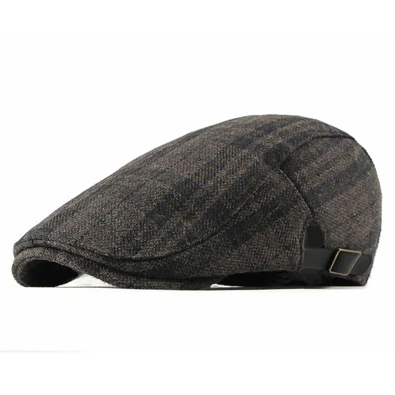 FBN Brown Tartan Wool Flat Cap