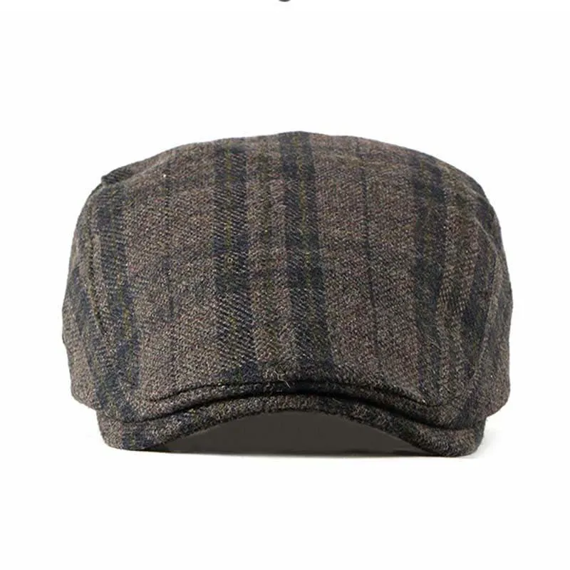 FBN Brown Tartan Wool Flat Cap