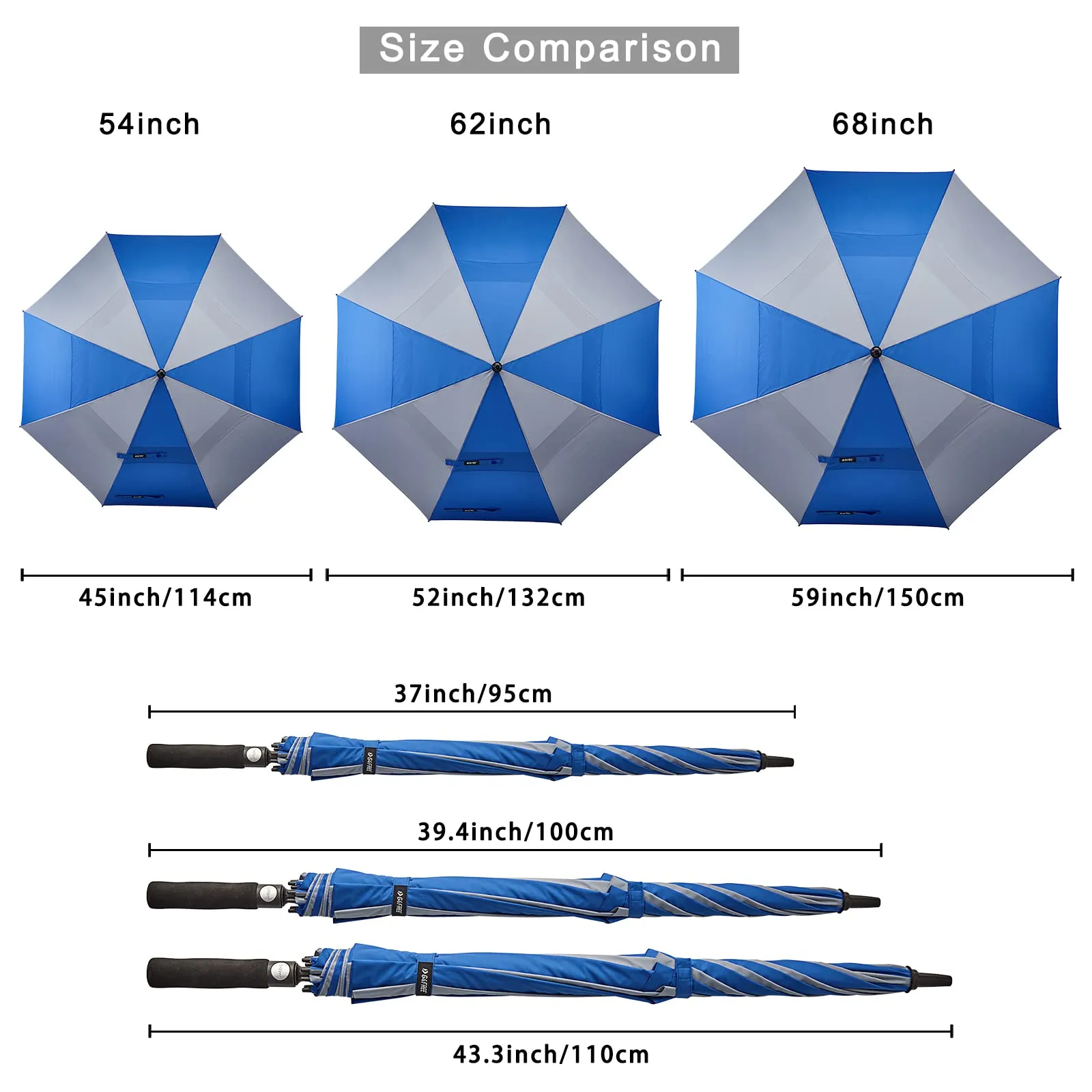 G4Free Automatic Open Golf Umbrella Double Canopy Vented Stick Umbrellas
