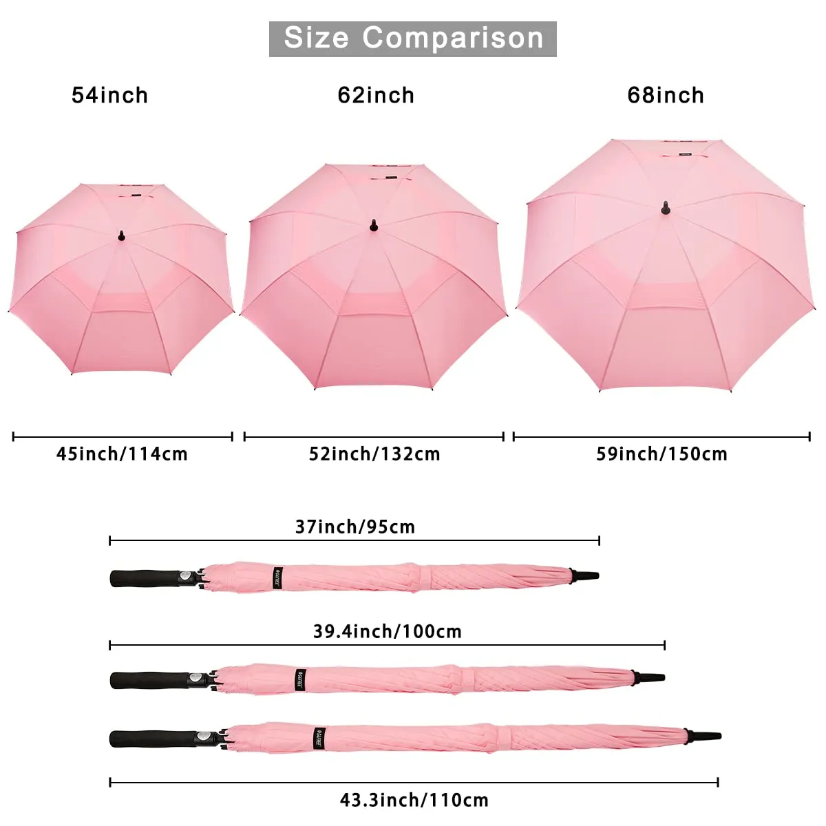 G4Free Automatic Open Golf Umbrella Double Canopy Vented Stick Umbrellas