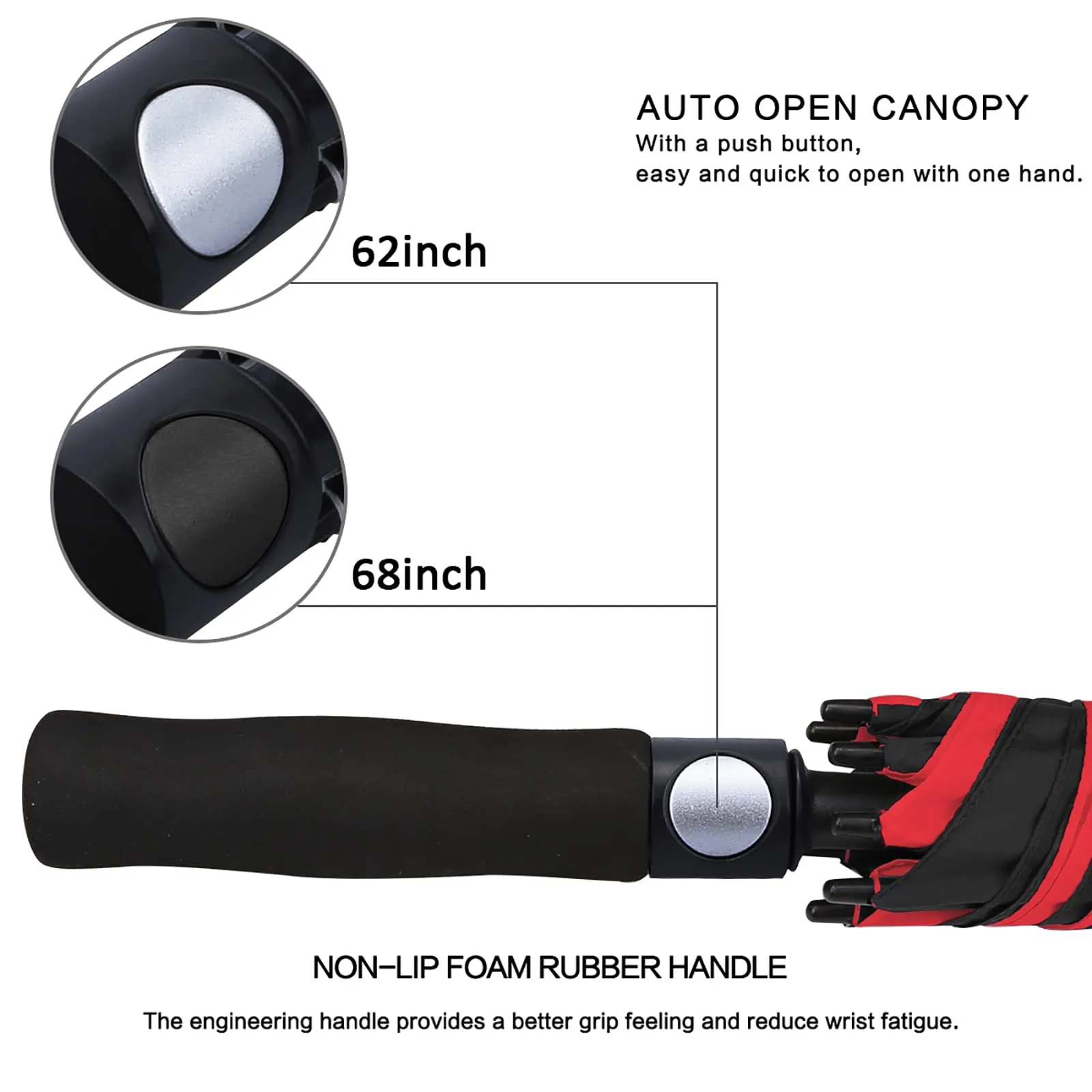 G4Free Automatic Open Golf Umbrella Double Canopy Vented Stick Umbrellas