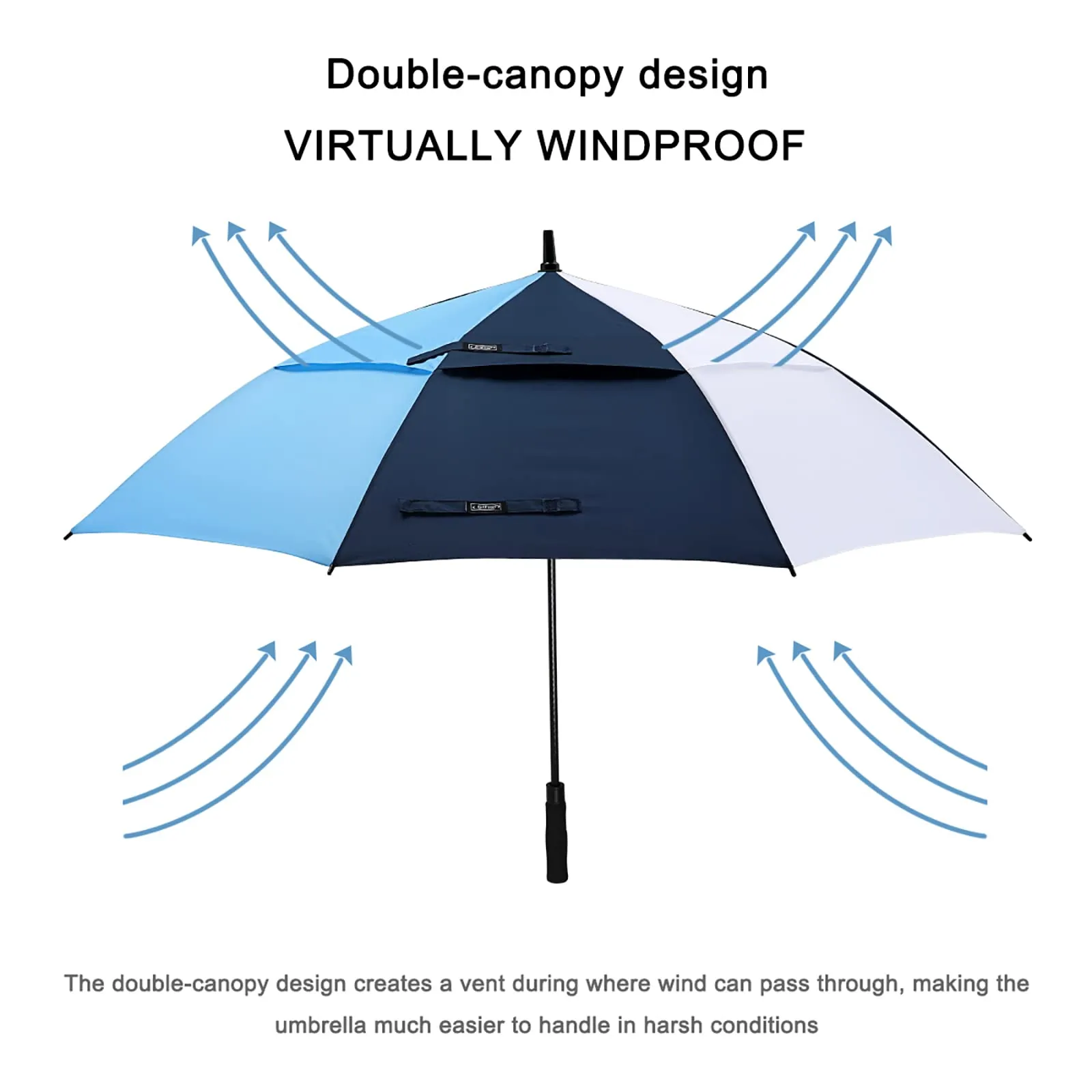 G4Free Automatic Open Golf Umbrella Double Canopy Vented Stick Umbrellas