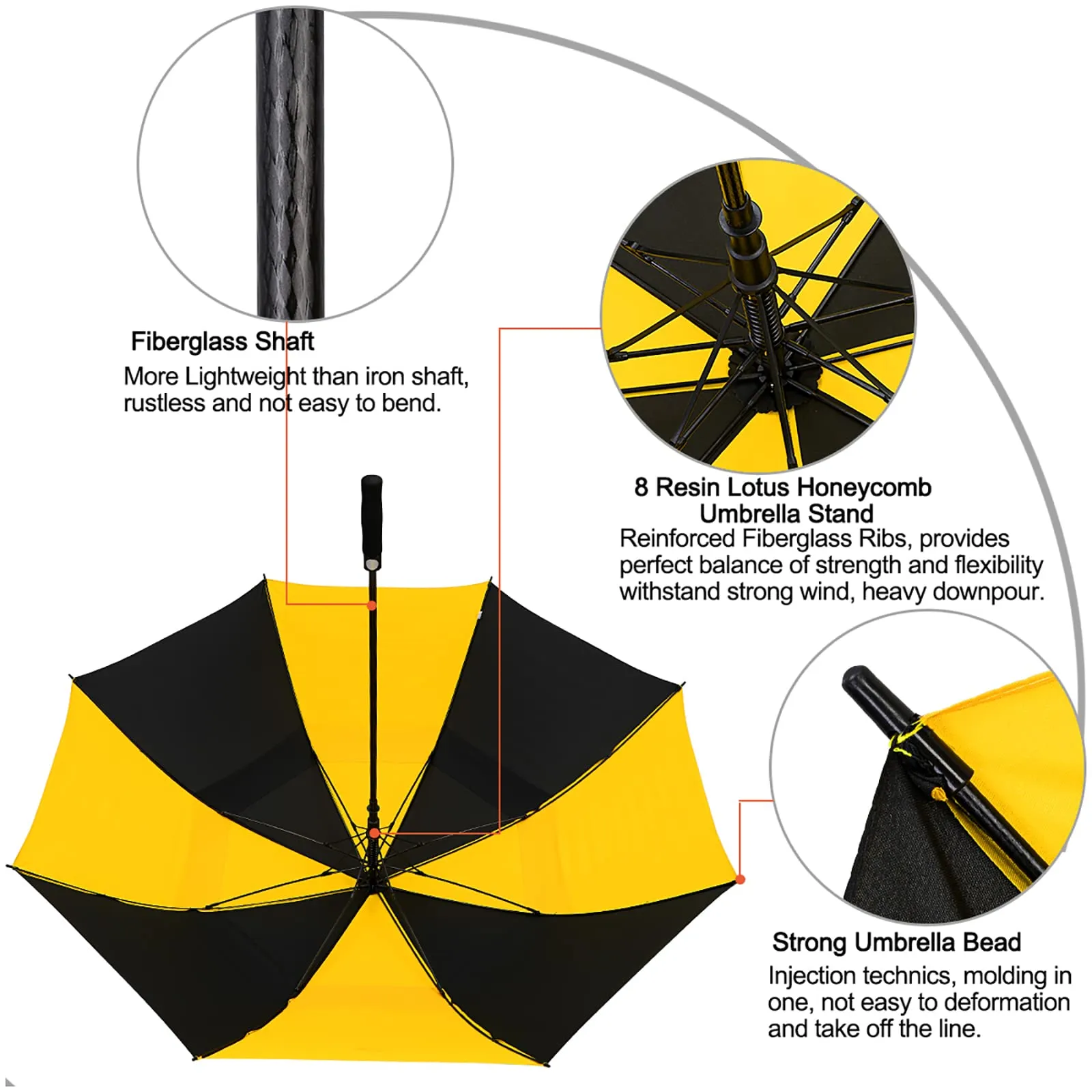 G4Free Automatic Open Golf Umbrella Double Canopy Vented Stick Umbrellas