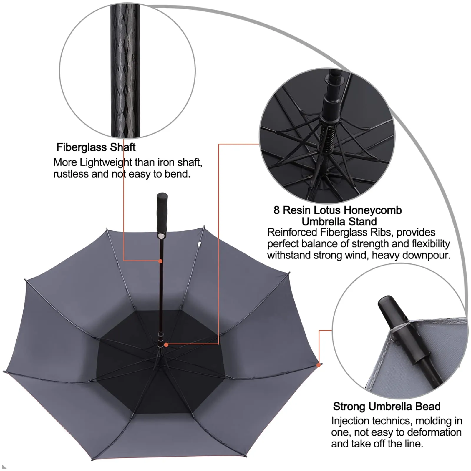 G4Free Automatic Open Golf Umbrella Double Canopy Vented Stick Umbrellas