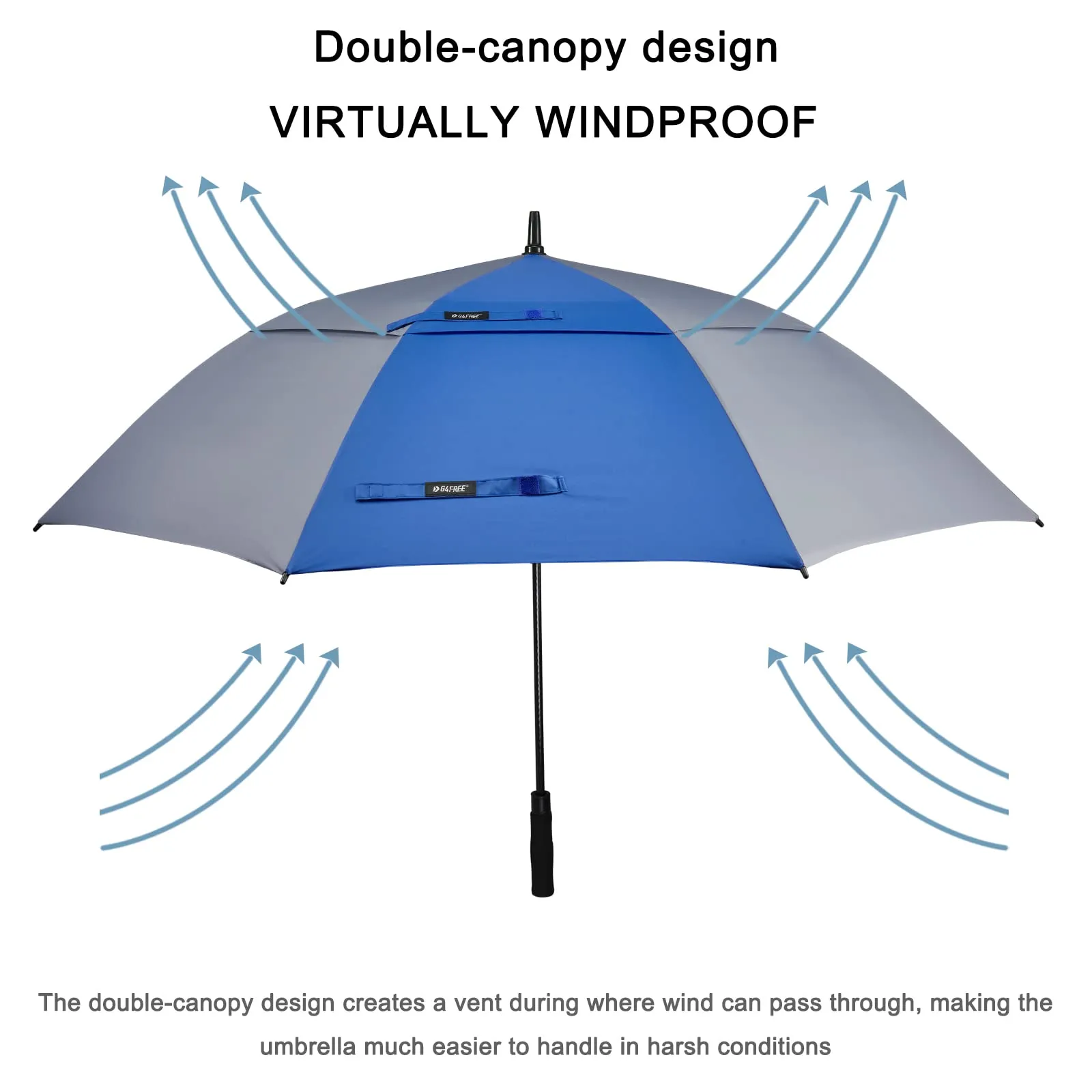 G4Free Automatic Open Golf Umbrella Double Canopy Vented Stick Umbrellas