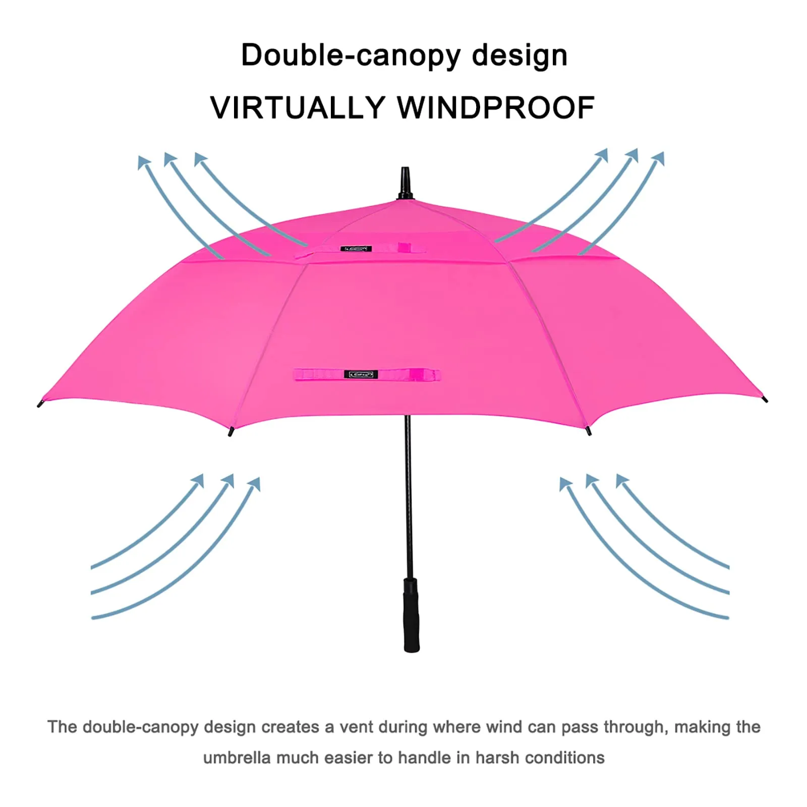 G4Free Automatic Open Golf Umbrella Double Canopy Vented Stick Umbrellas