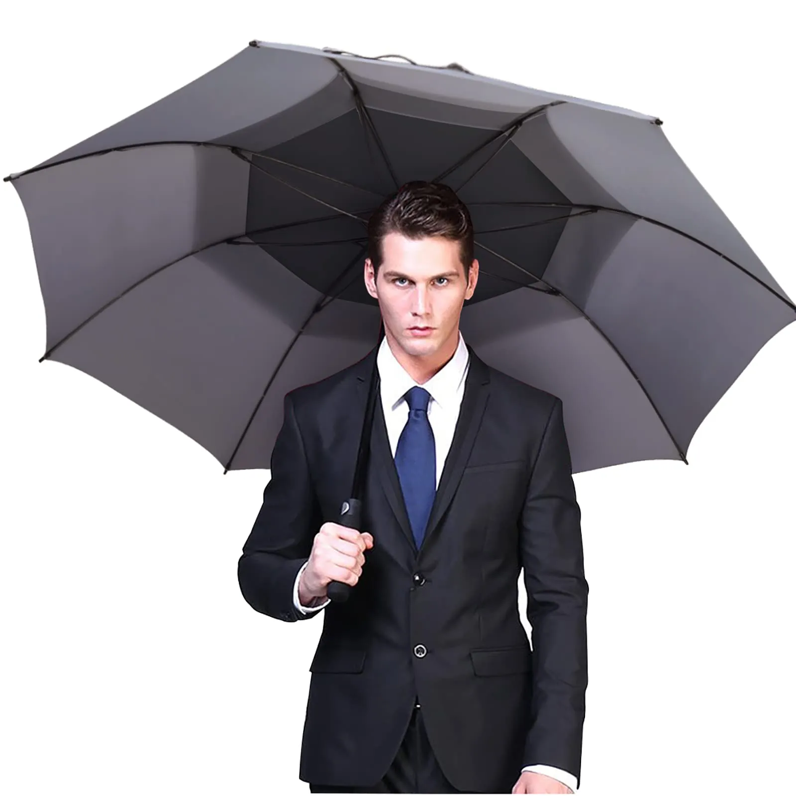 G4Free Automatic Open Golf Umbrella Double Canopy Vented Stick Umbrellas