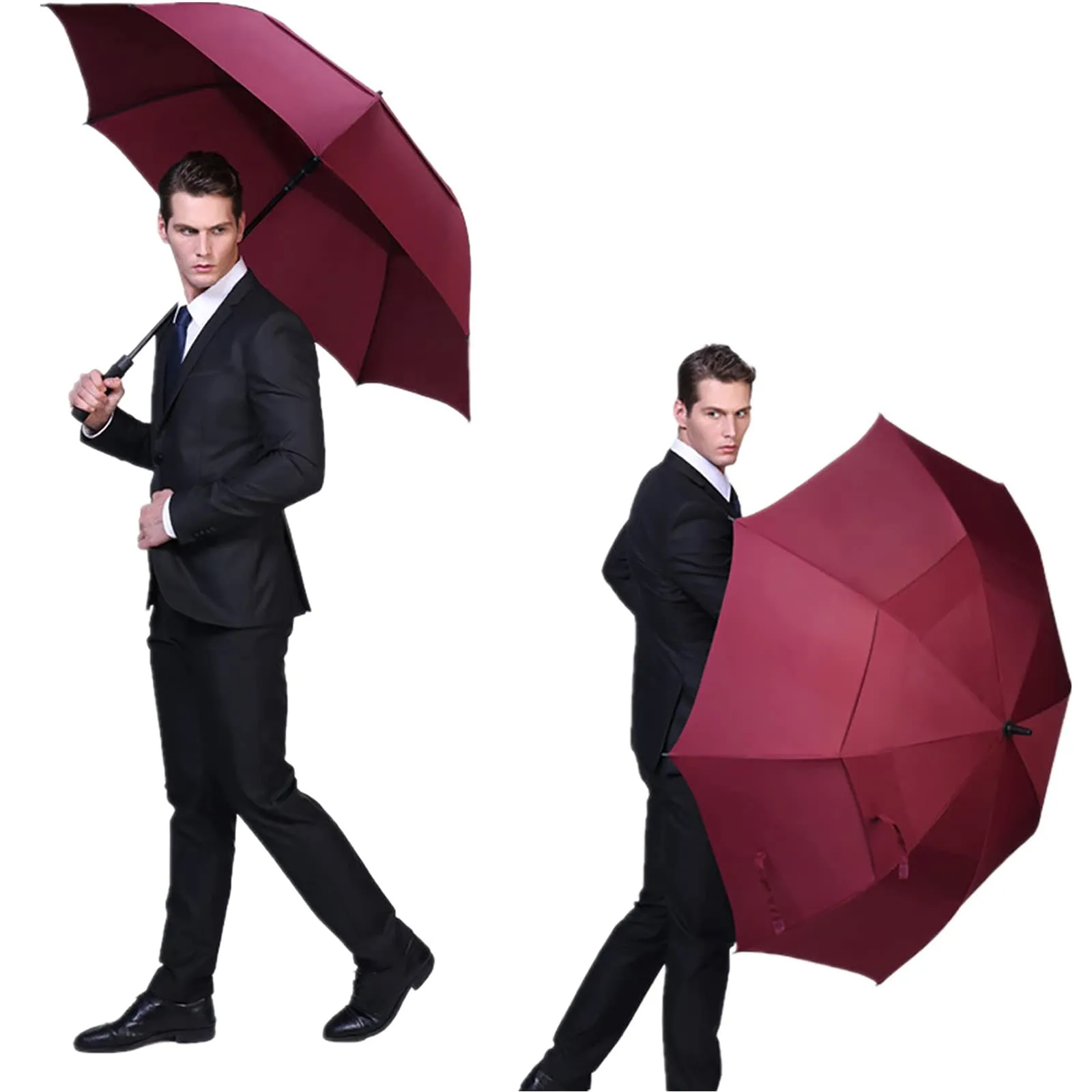 G4Free Automatic Open Golf Umbrella Double Canopy Vented Stick Umbrellas