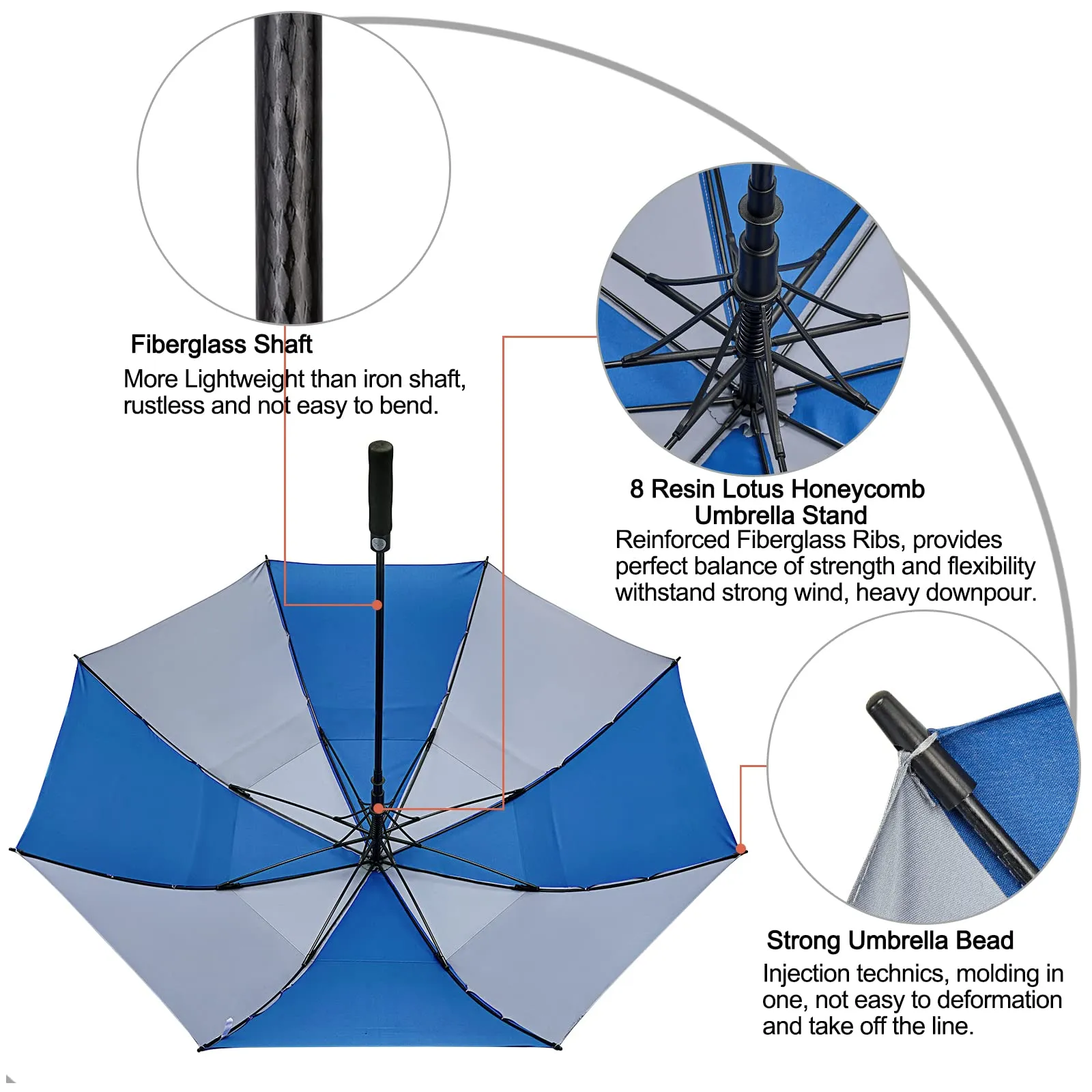 G4Free Automatic Open Golf Umbrella Double Canopy Vented Stick Umbrellas