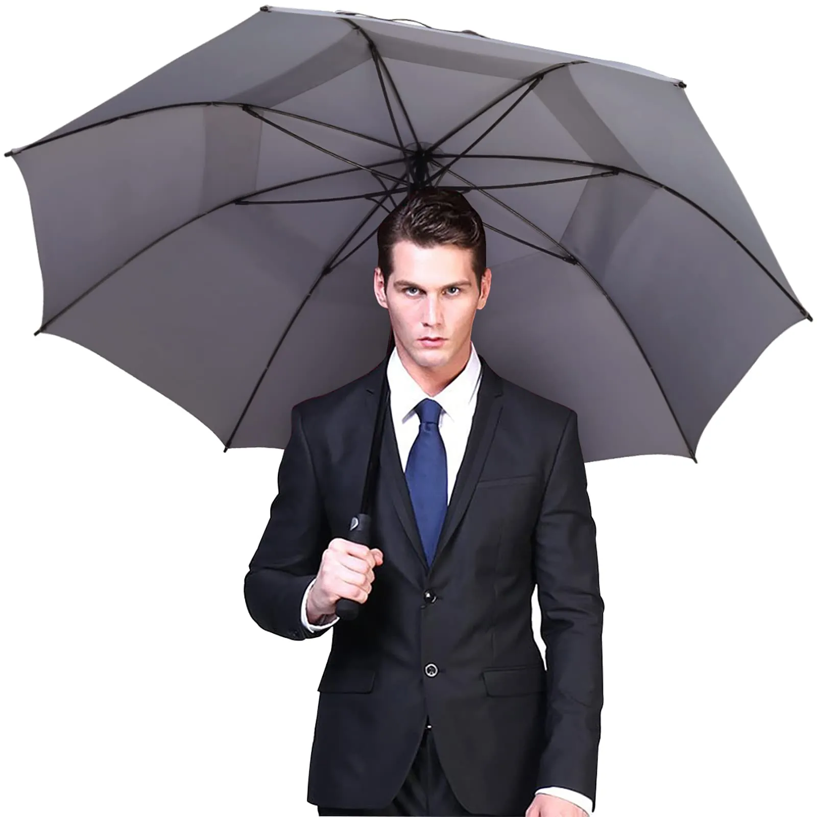 G4Free Automatic Open Golf Umbrella Double Canopy Vented Stick Umbrellas