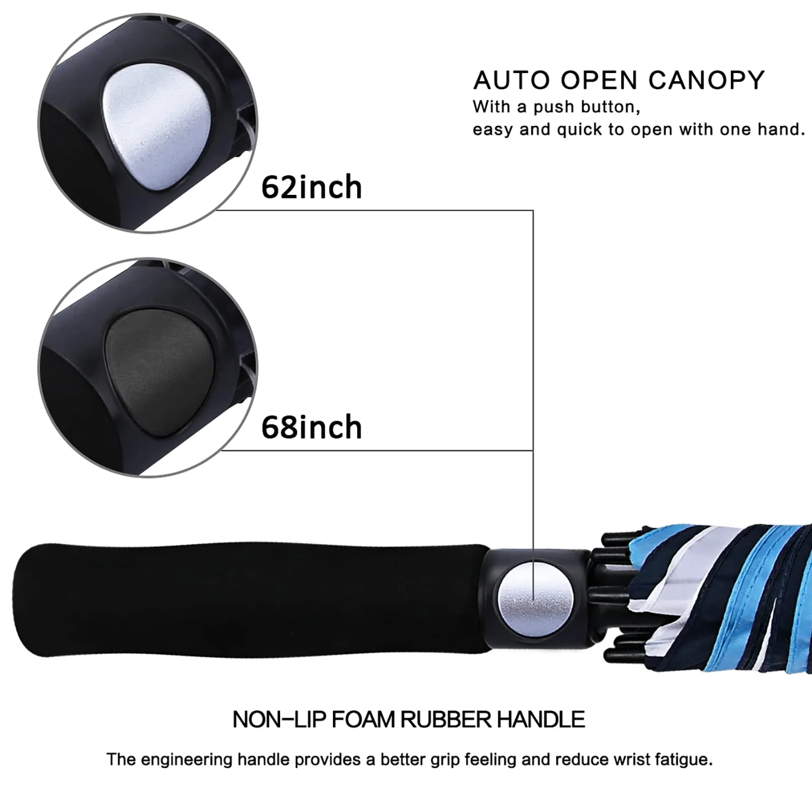 G4Free Automatic Open Golf Umbrella Double Canopy Vented Stick Umbrellas