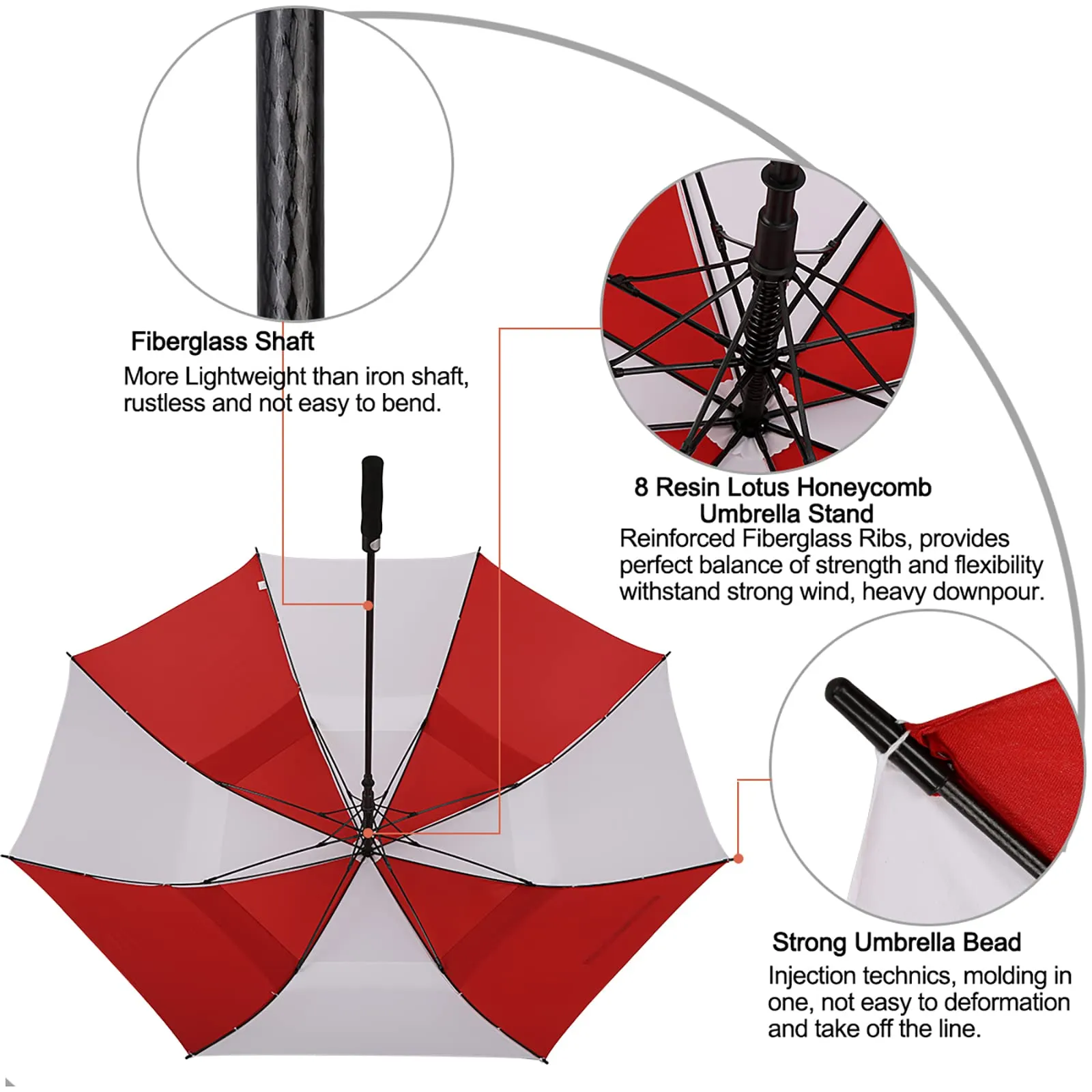 G4Free Automatic Open Golf Umbrella Double Canopy Vented Stick Umbrellas
