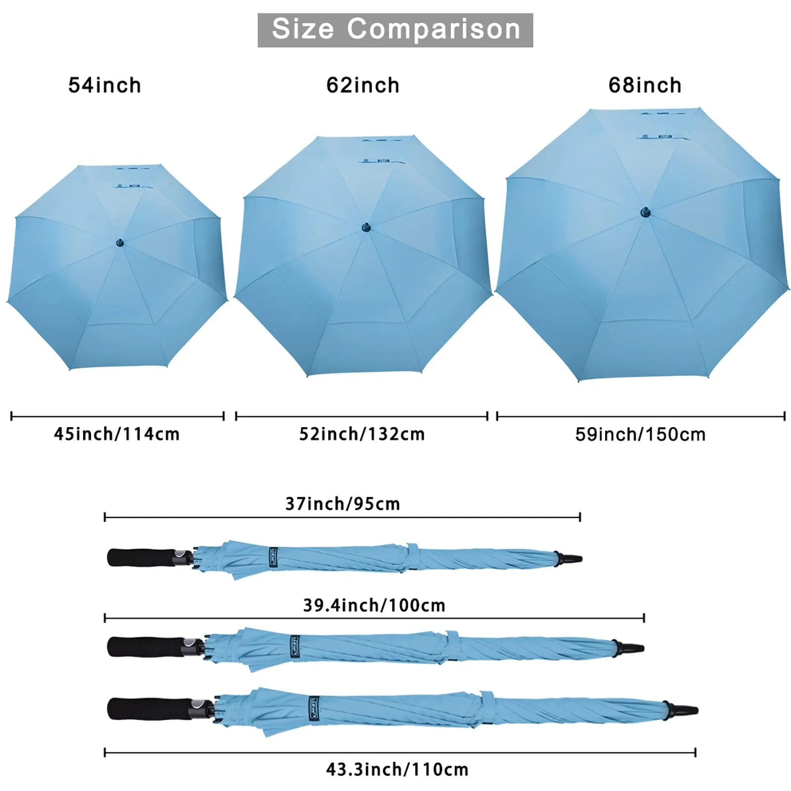 G4Free Automatic Open Golf Umbrella Double Canopy Vented Stick Umbrellas