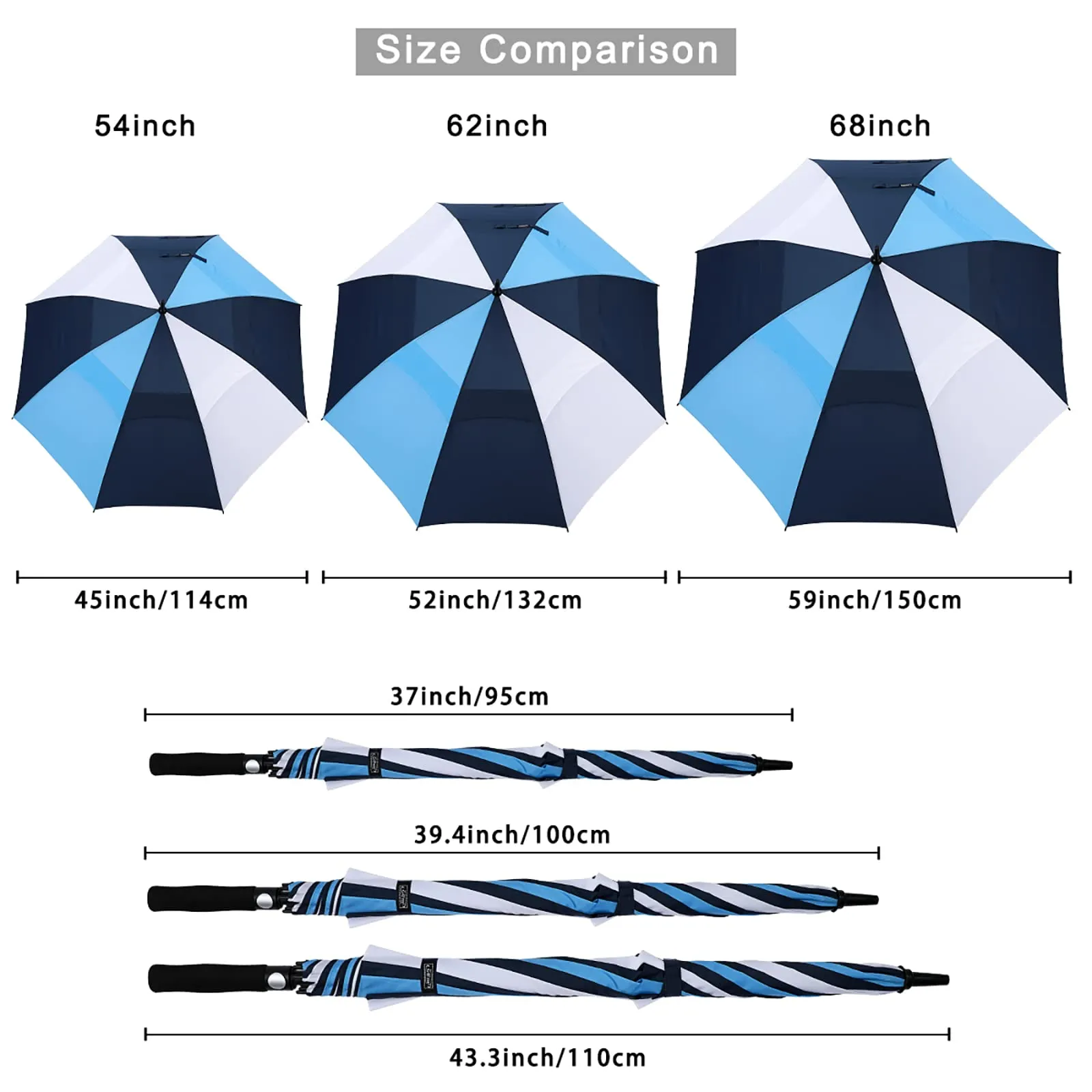 G4Free Automatic Open Golf Umbrella Double Canopy Vented Stick Umbrellas