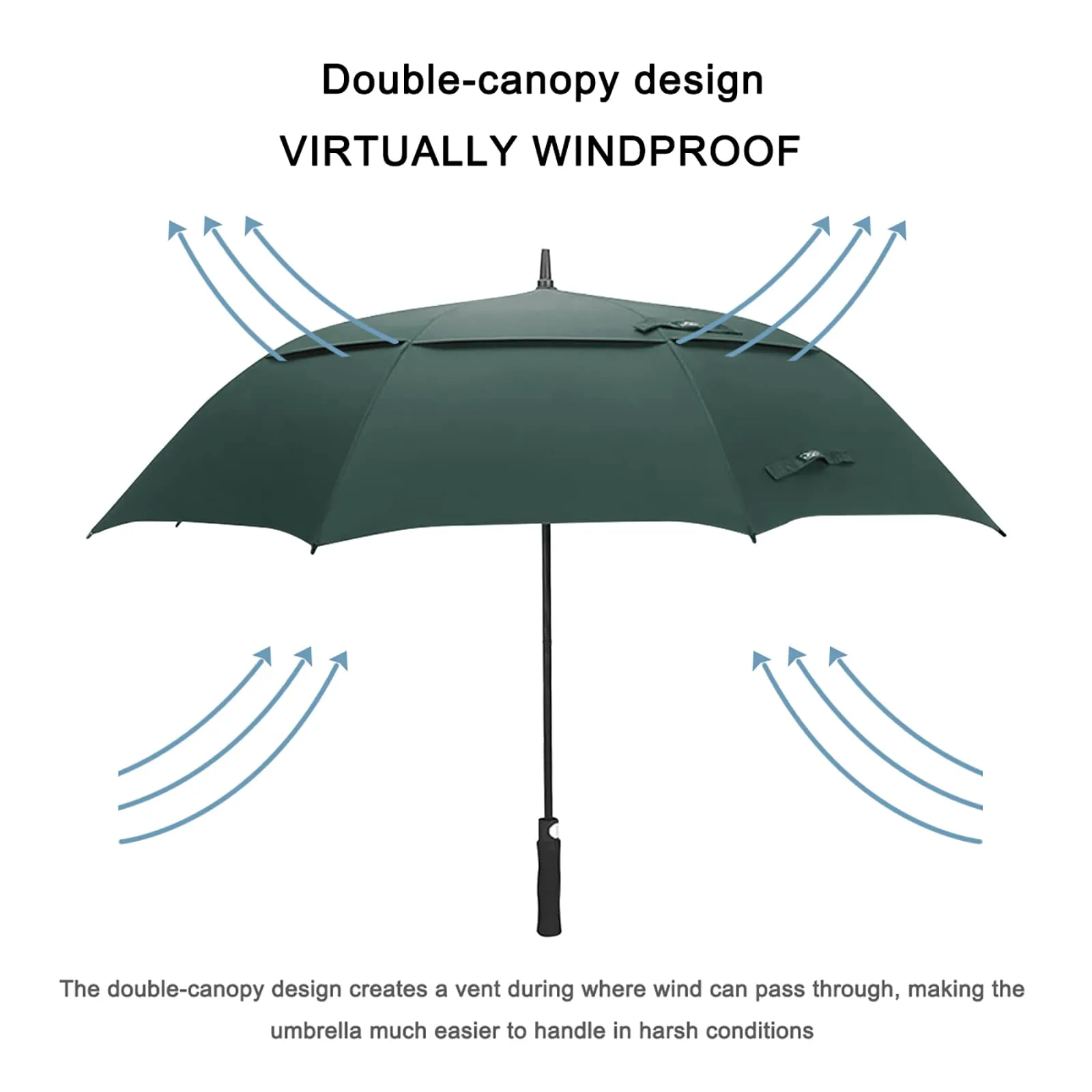 G4Free Automatic Open Golf Umbrella Double Canopy Vented Stick Umbrellas