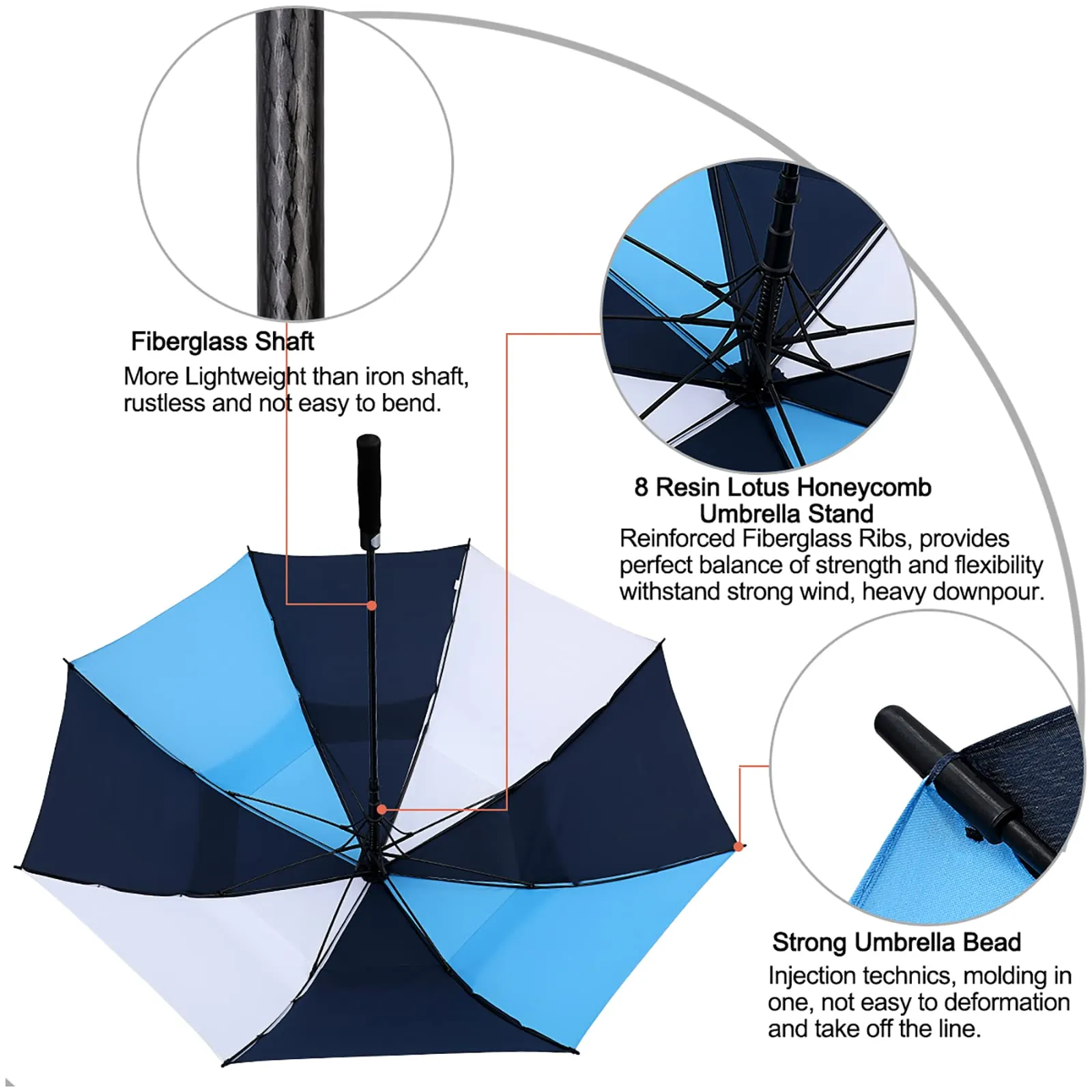 G4Free Automatic Open Golf Umbrella Double Canopy Vented Stick Umbrellas