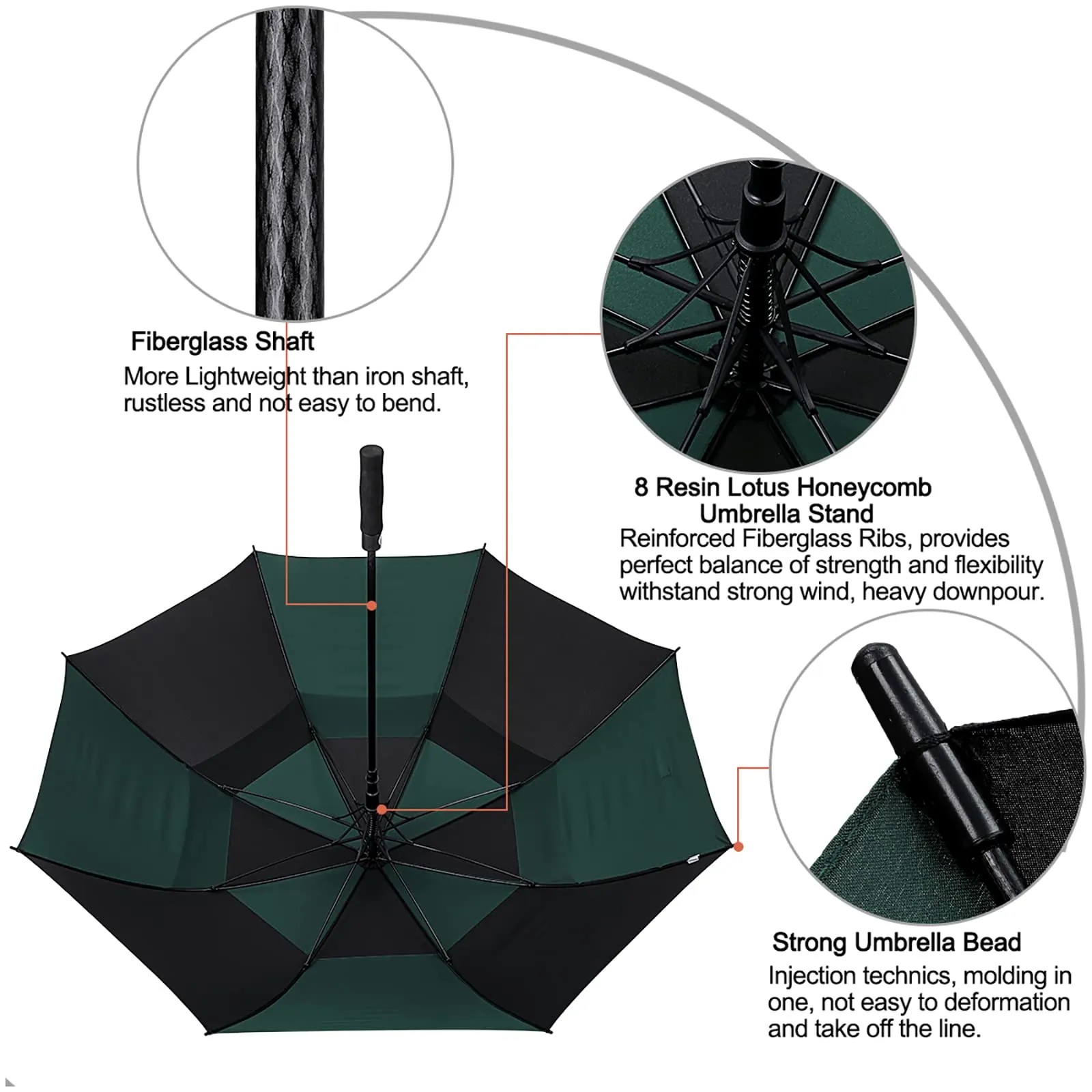 G4Free Automatic Open Golf Umbrella Double Canopy Vented Stick Umbrellas