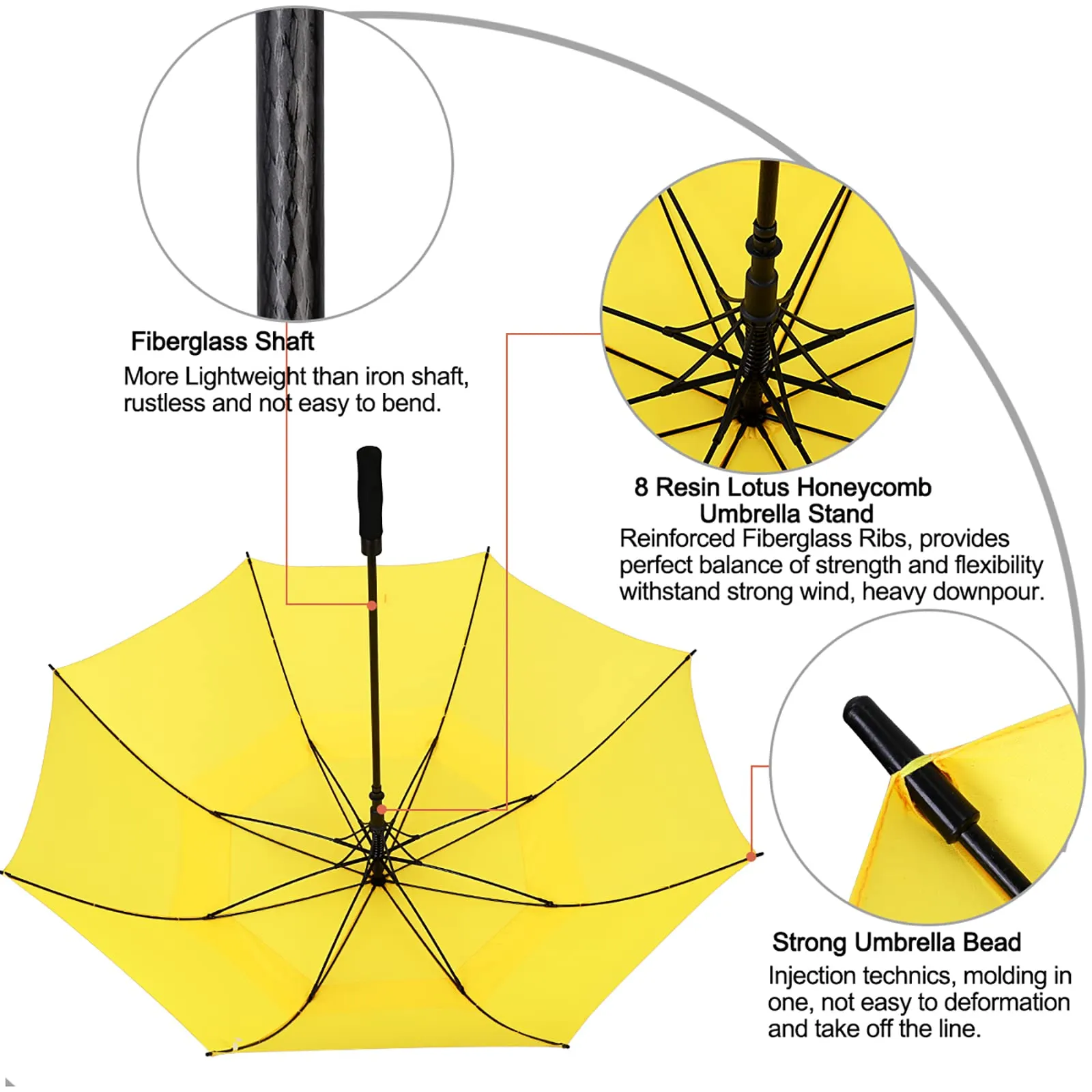 G4Free Automatic Open Golf Umbrella Double Canopy Vented Stick Umbrellas