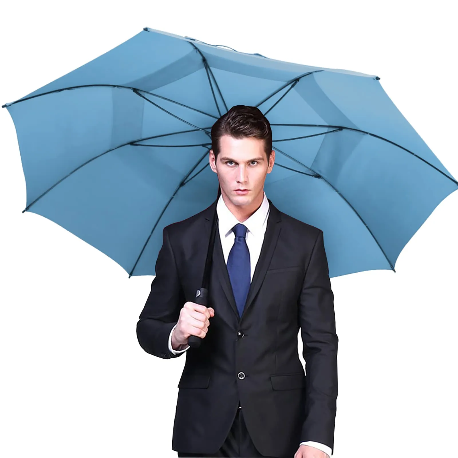 G4Free Automatic Open Golf Umbrella Double Canopy Vented Stick Umbrellas