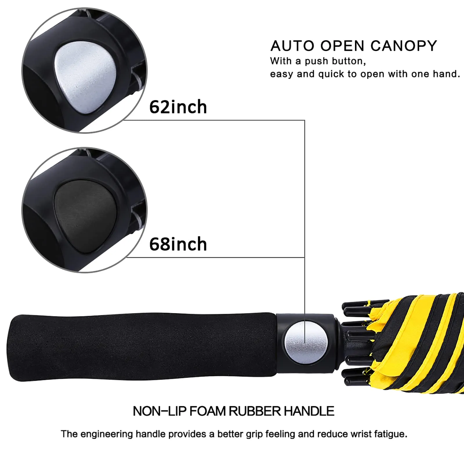 G4Free Automatic Open Golf Umbrella Double Canopy Vented Stick Umbrellas