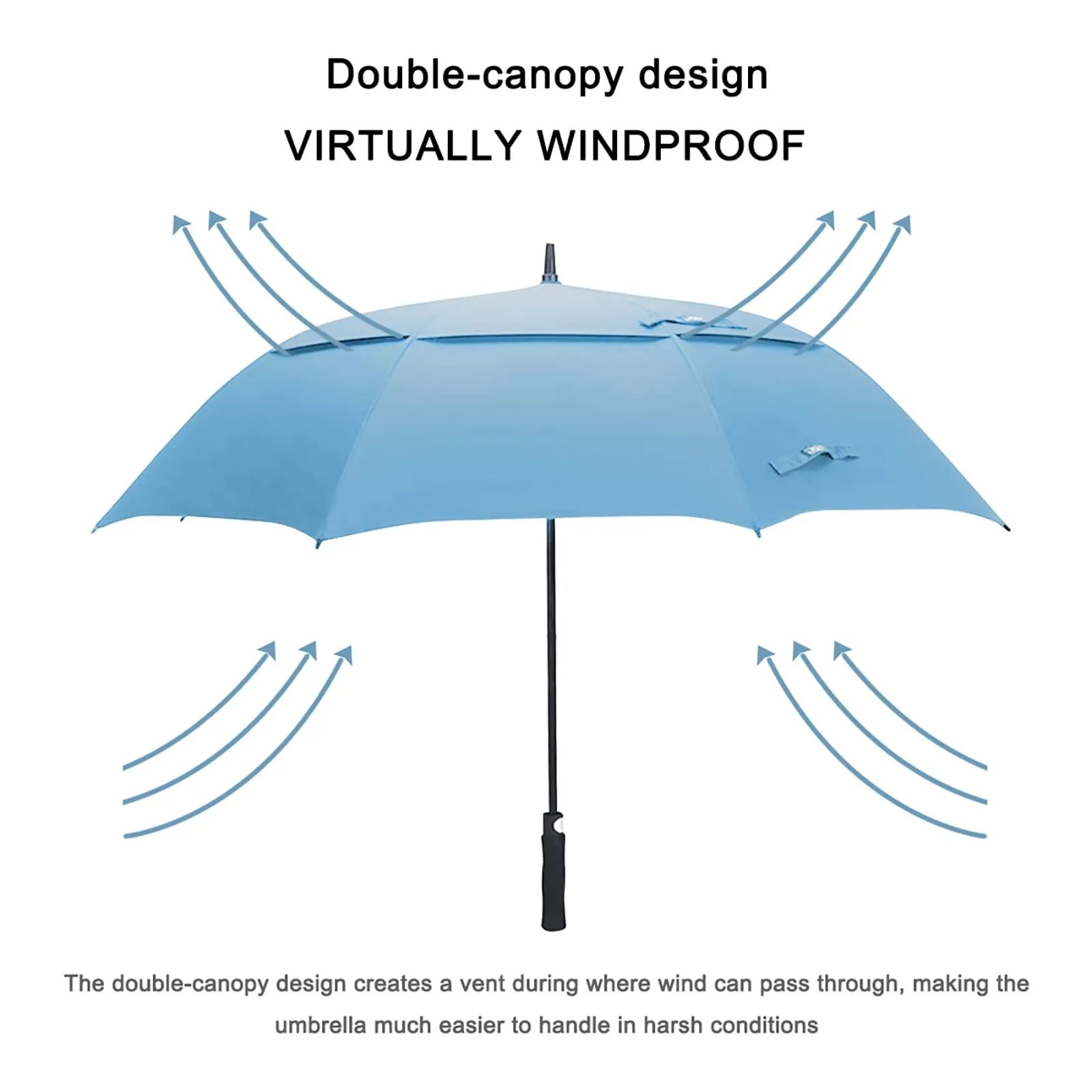 G4Free Automatic Open Golf Umbrella Double Canopy Vented Stick Umbrellas