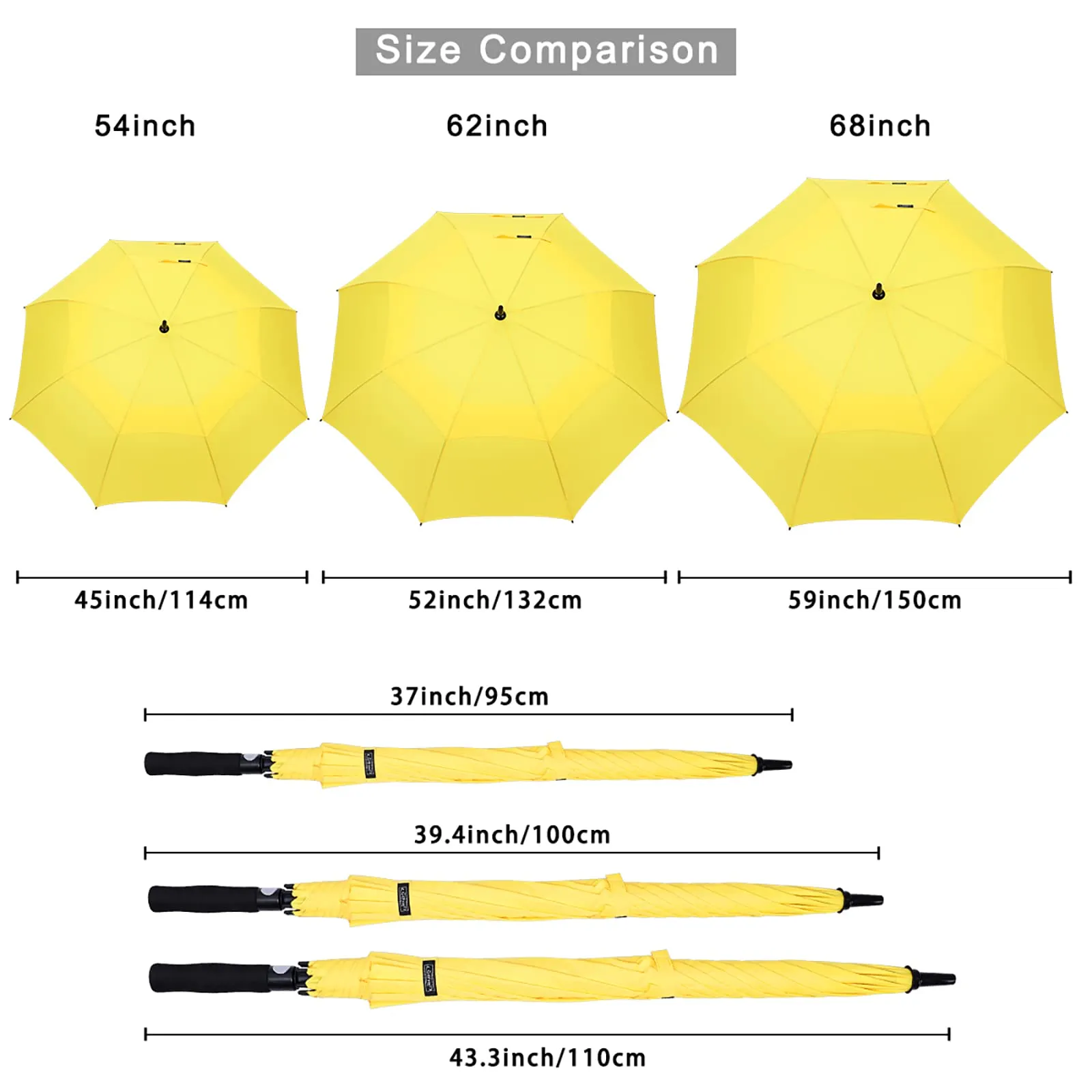 G4Free Automatic Open Golf Umbrella Double Canopy Vented Stick Umbrellas