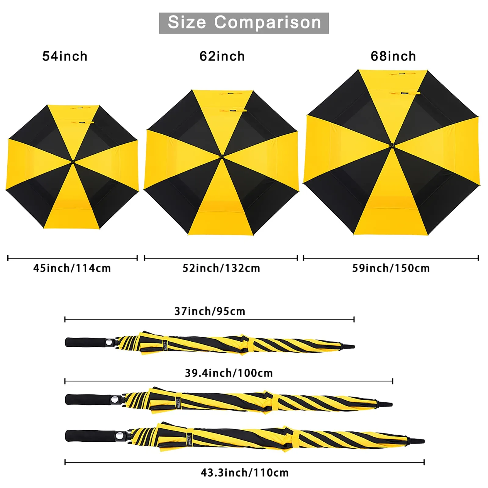 G4Free Automatic Open Golf Umbrella Double Canopy Vented Stick Umbrellas
