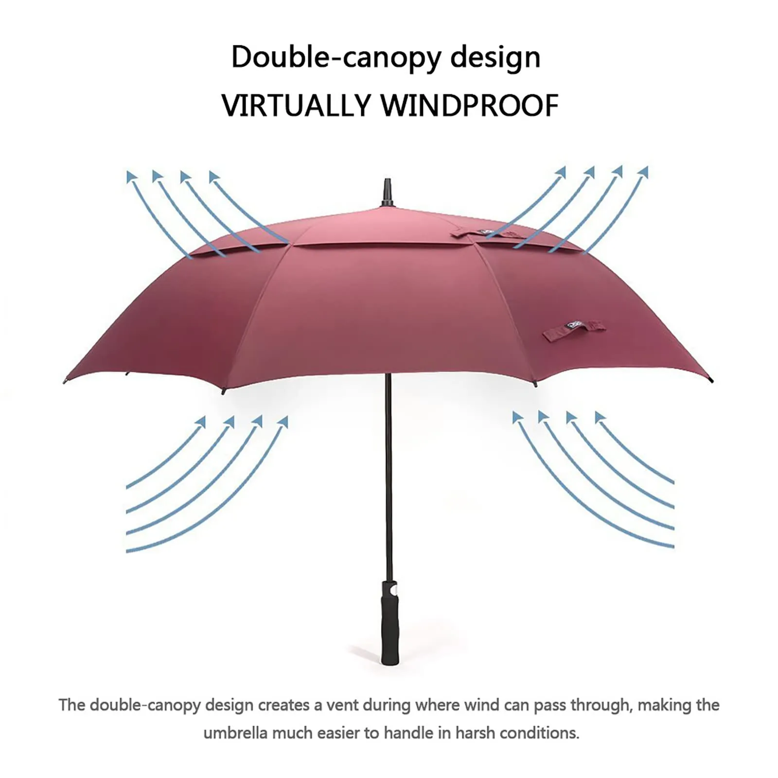 G4Free Automatic Open Golf Umbrella Double Canopy Vented Stick Umbrellas
