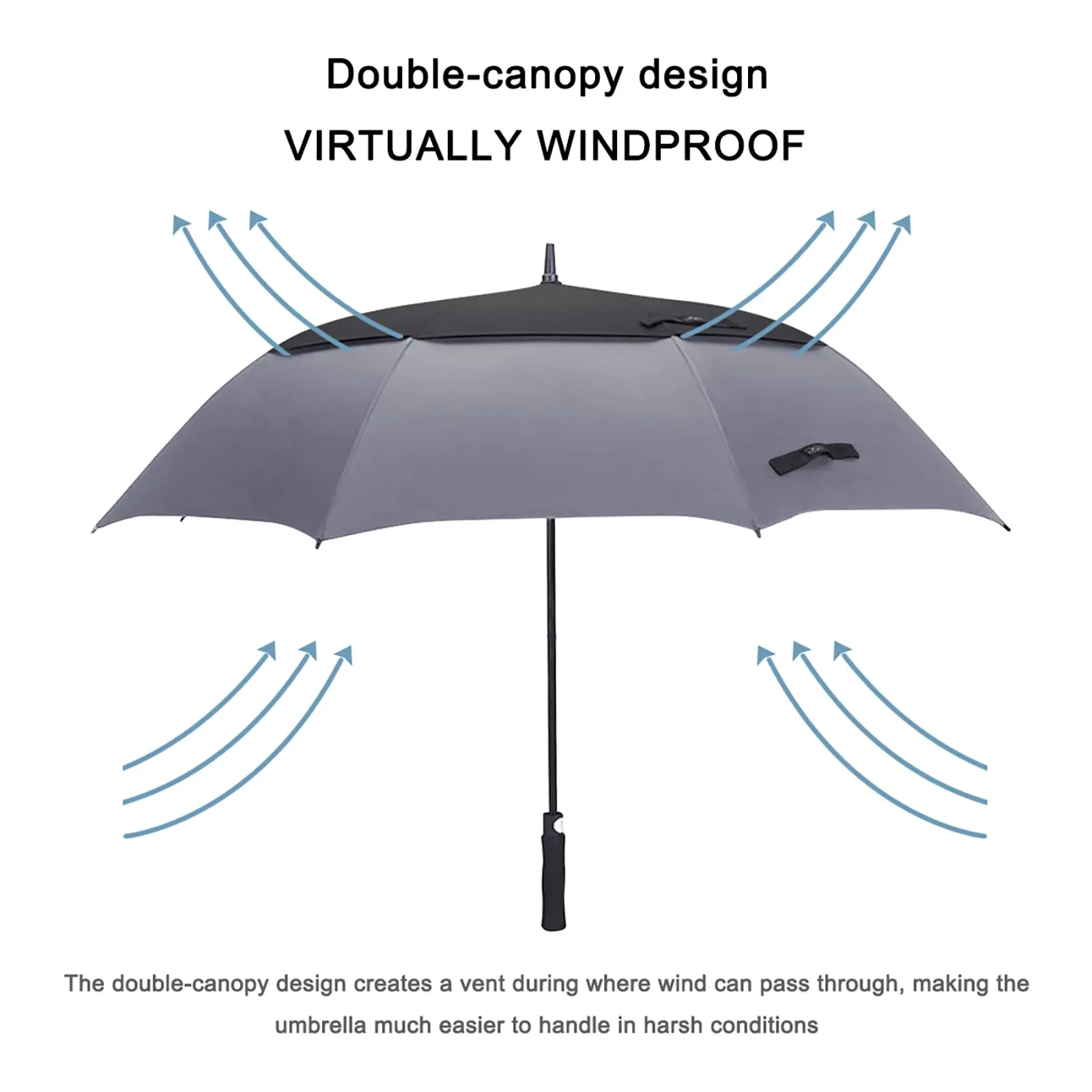 G4Free Automatic Open Golf Umbrella Double Canopy Vented Stick Umbrellas