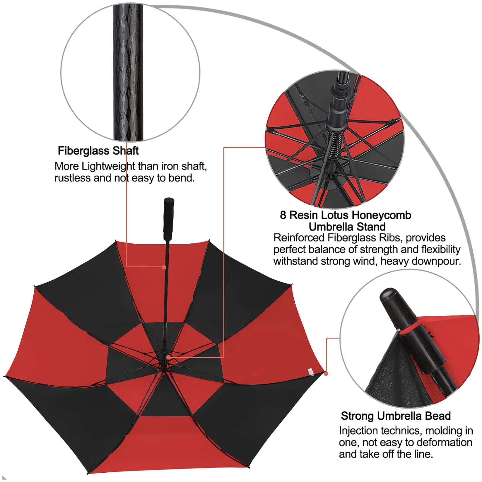 G4Free Automatic Open Golf Umbrella Double Canopy Vented Stick Umbrellas