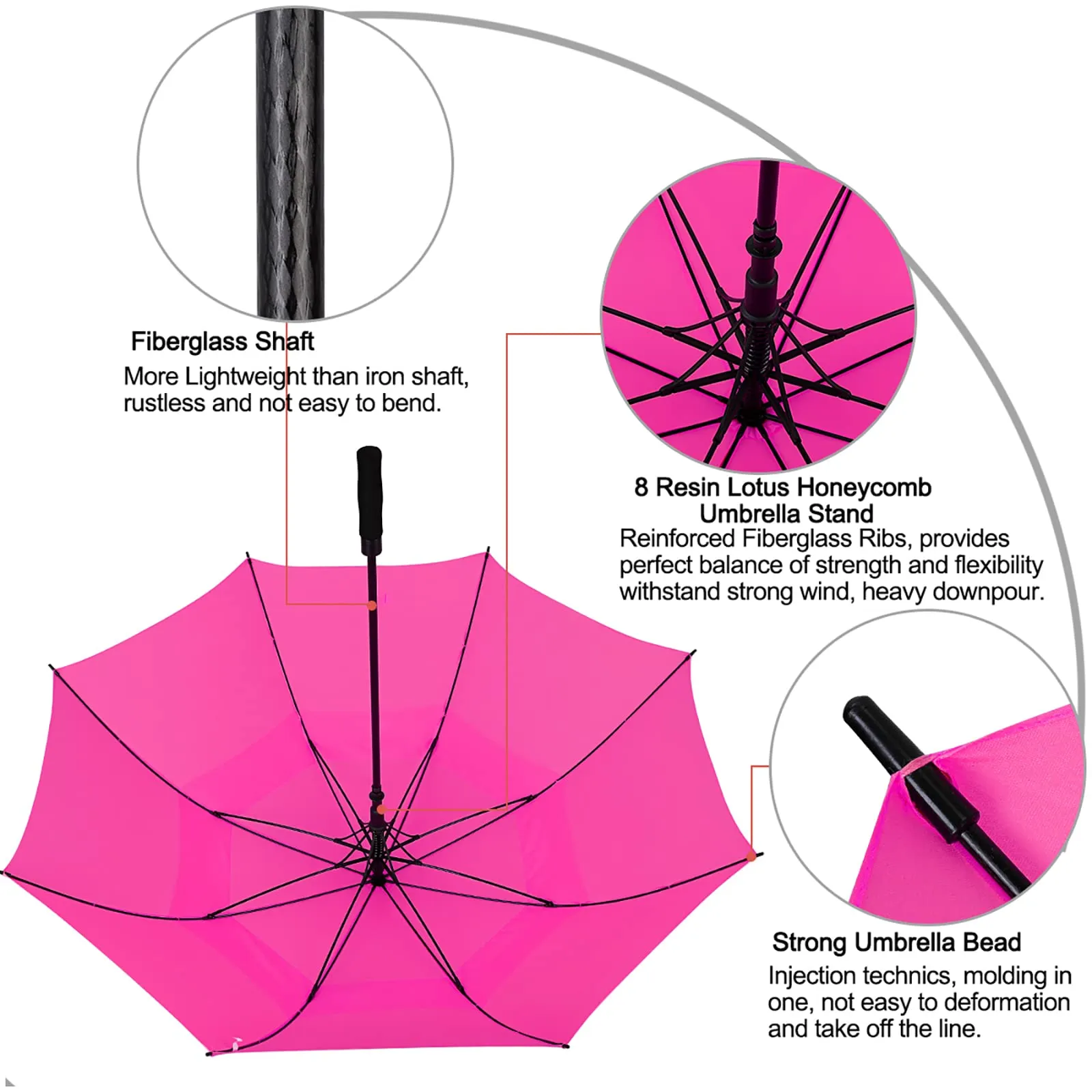 G4Free Automatic Open Golf Umbrella Double Canopy Vented Stick Umbrellas