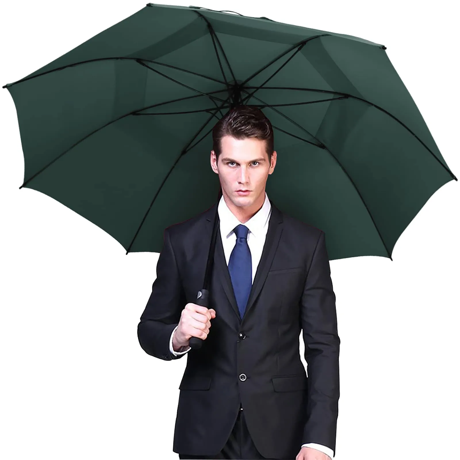 G4Free Automatic Open Golf Umbrella Double Canopy Vented Stick Umbrellas
