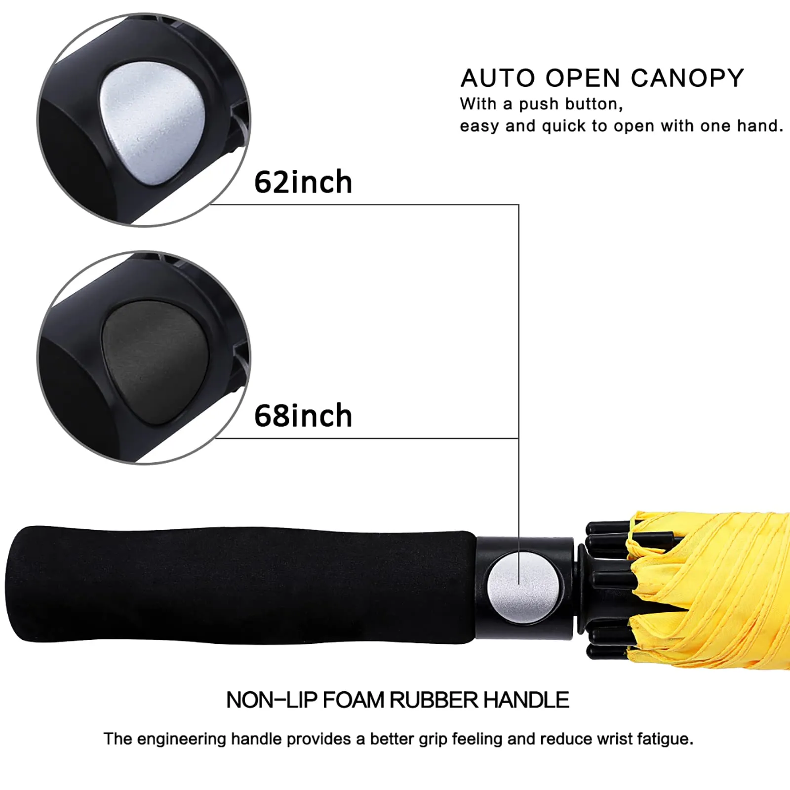 G4Free Automatic Open Golf Umbrella Double Canopy Vented Stick Umbrellas