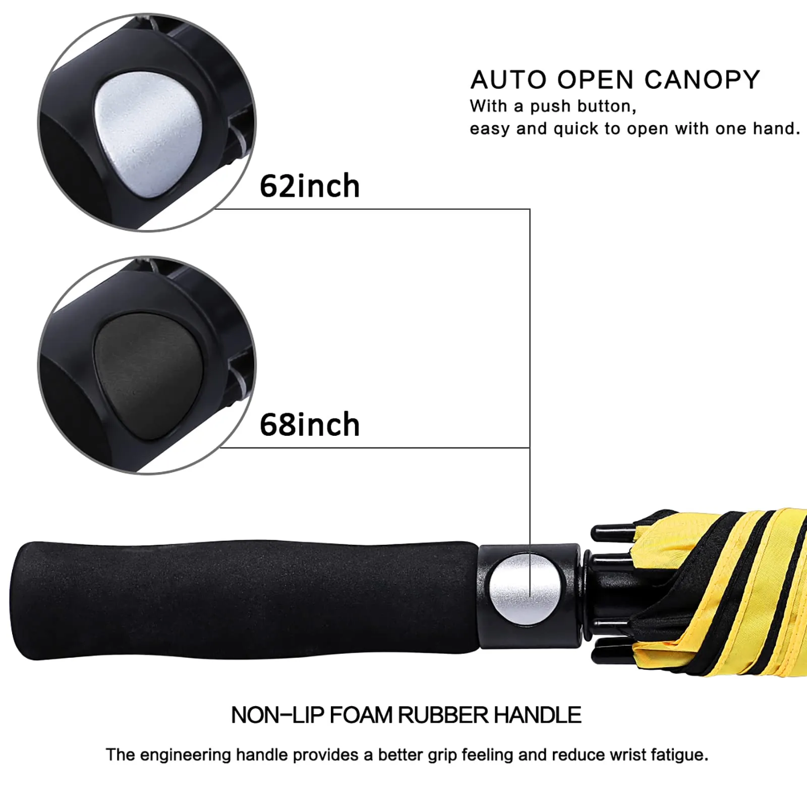 G4Free Automatic Open Golf Umbrella Double Canopy Vented Stick Umbrellas