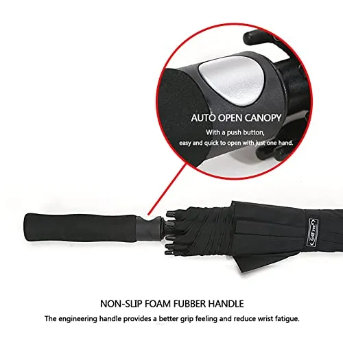 G4Free Automatic Open Golf Umbrella Double Canopy Vented Stick Umbrellas