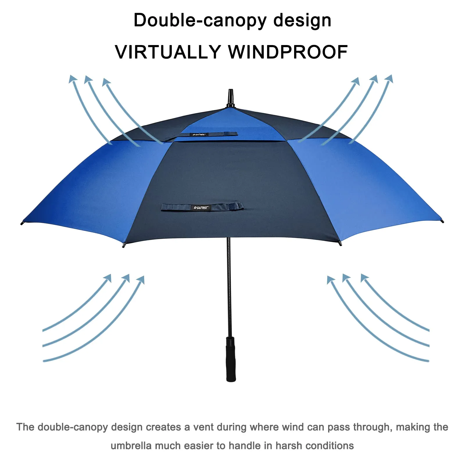 G4Free Automatic Open Golf Umbrella Double Canopy Vented Stick Umbrellas