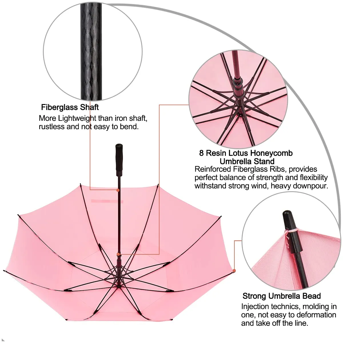 G4Free Automatic Open Golf Umbrella Double Canopy Vented Stick Umbrellas