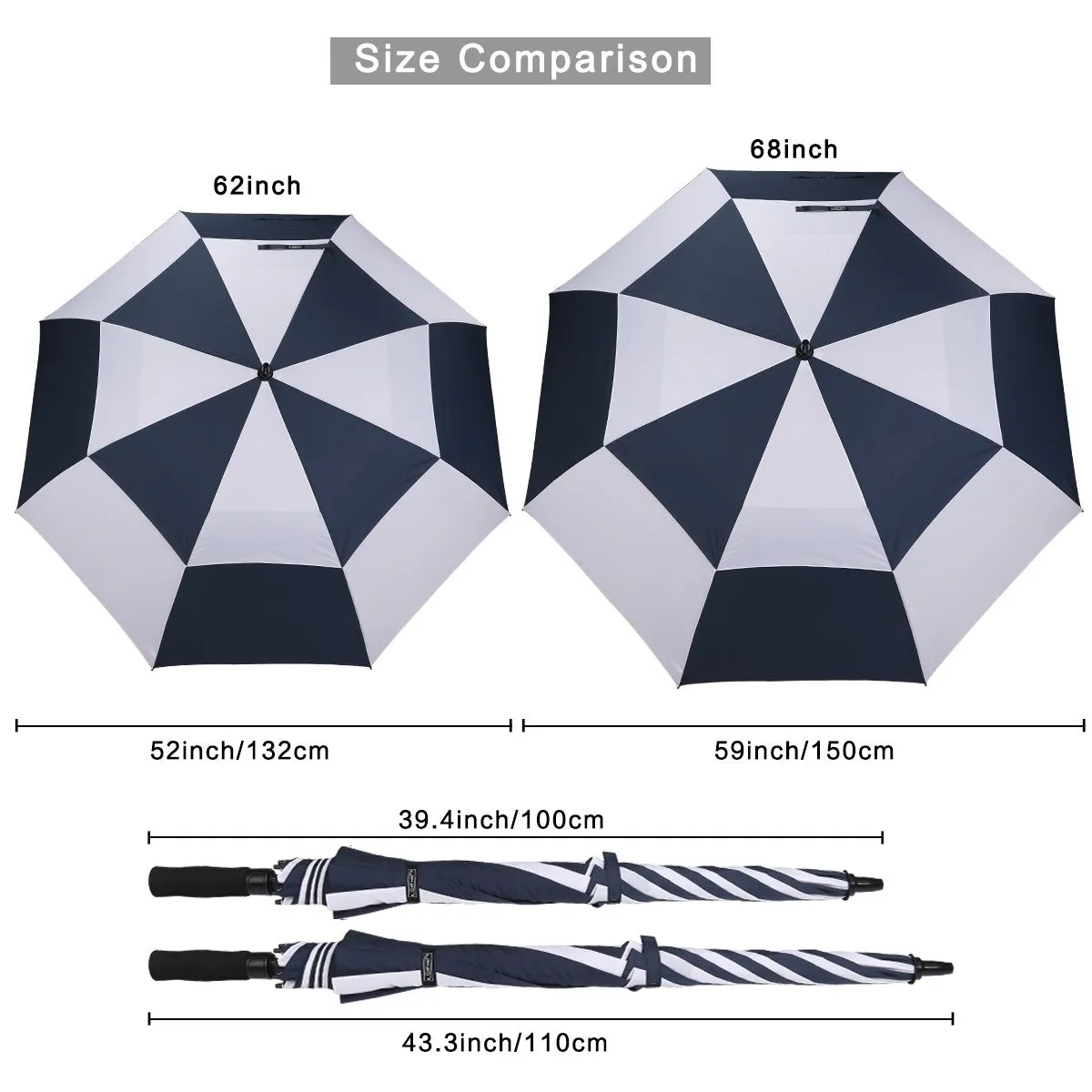 G4Free Automatic Open Golf Umbrella Double Canopy Vented Stick Umbrellas