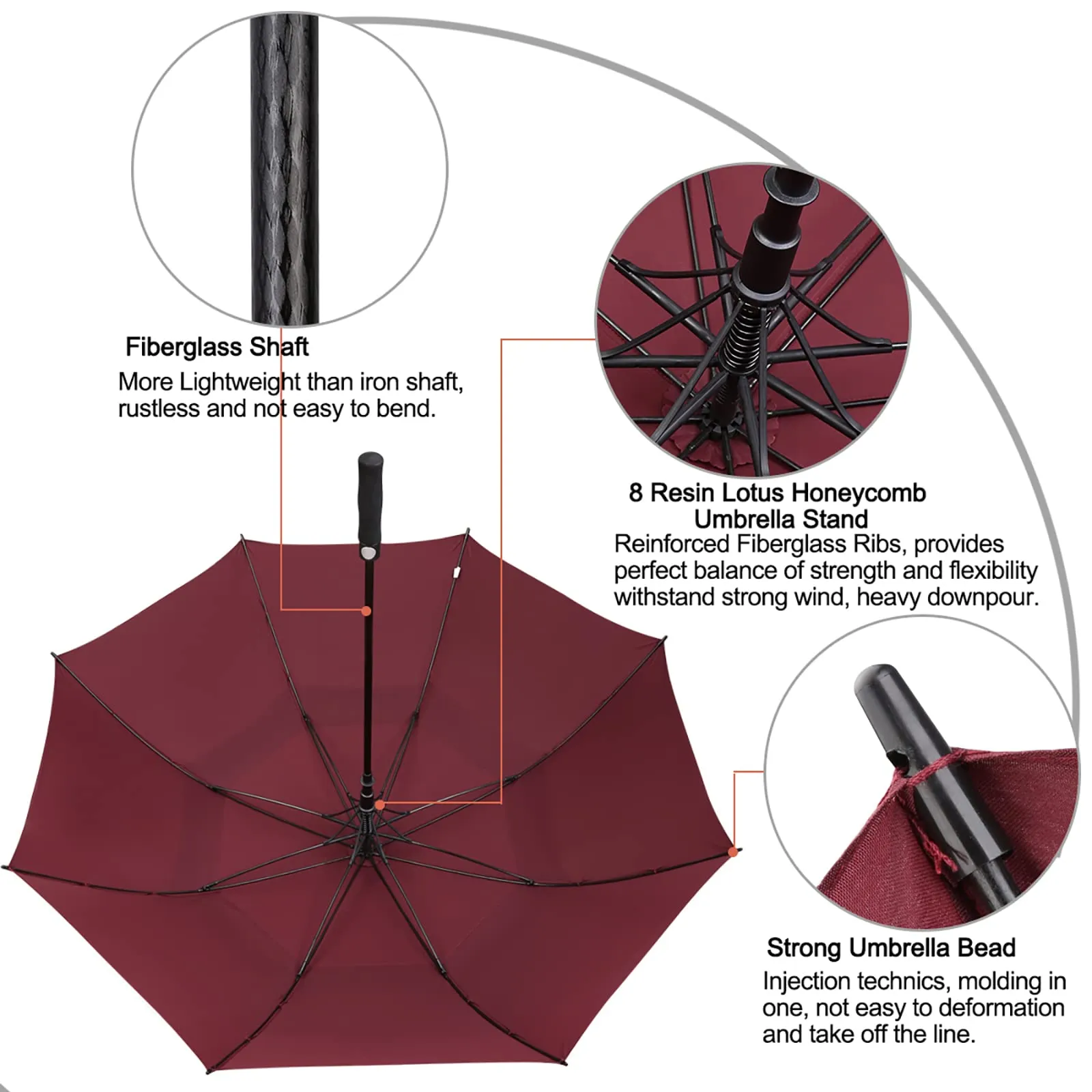 G4Free Automatic Open Golf Umbrella Double Canopy Vented Stick Umbrellas