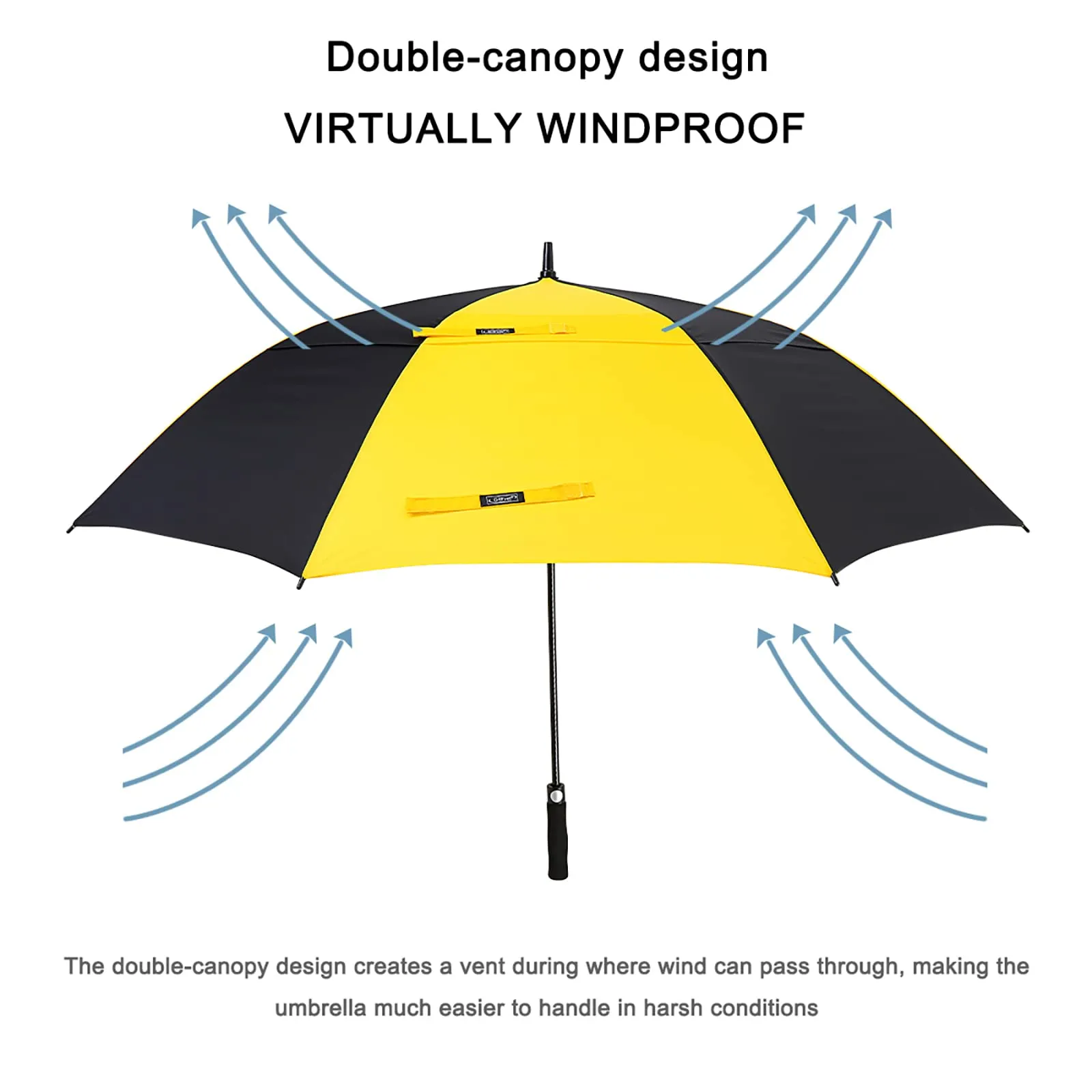 G4Free Automatic Open Golf Umbrella Double Canopy Vented Stick Umbrellas
