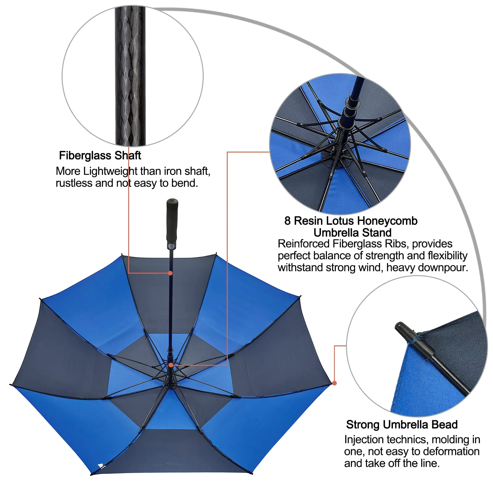 G4Free Automatic Open Golf Umbrella Double Canopy Vented Stick Umbrellas