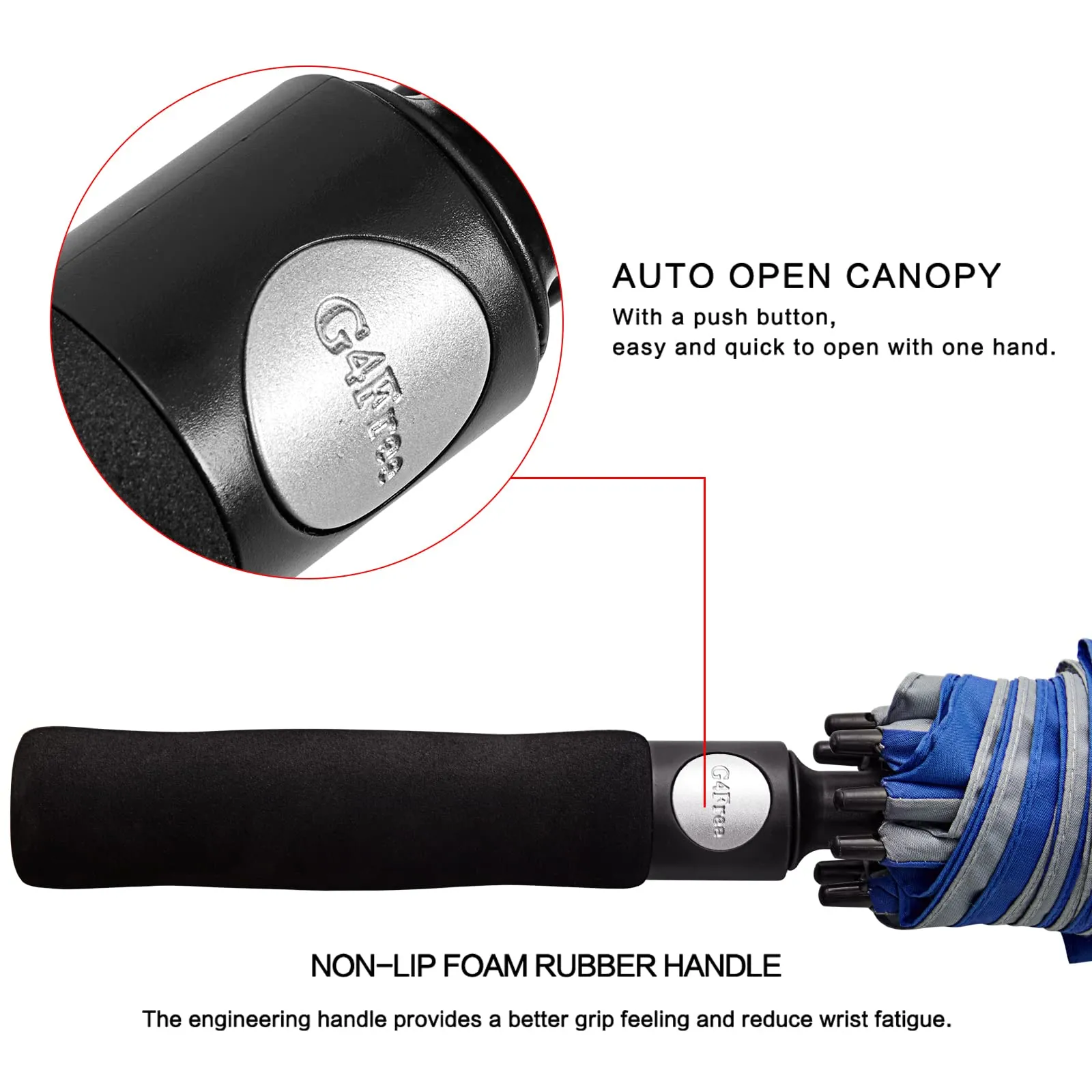 G4Free Automatic Open Golf Umbrella Double Canopy Vented Stick Umbrellas