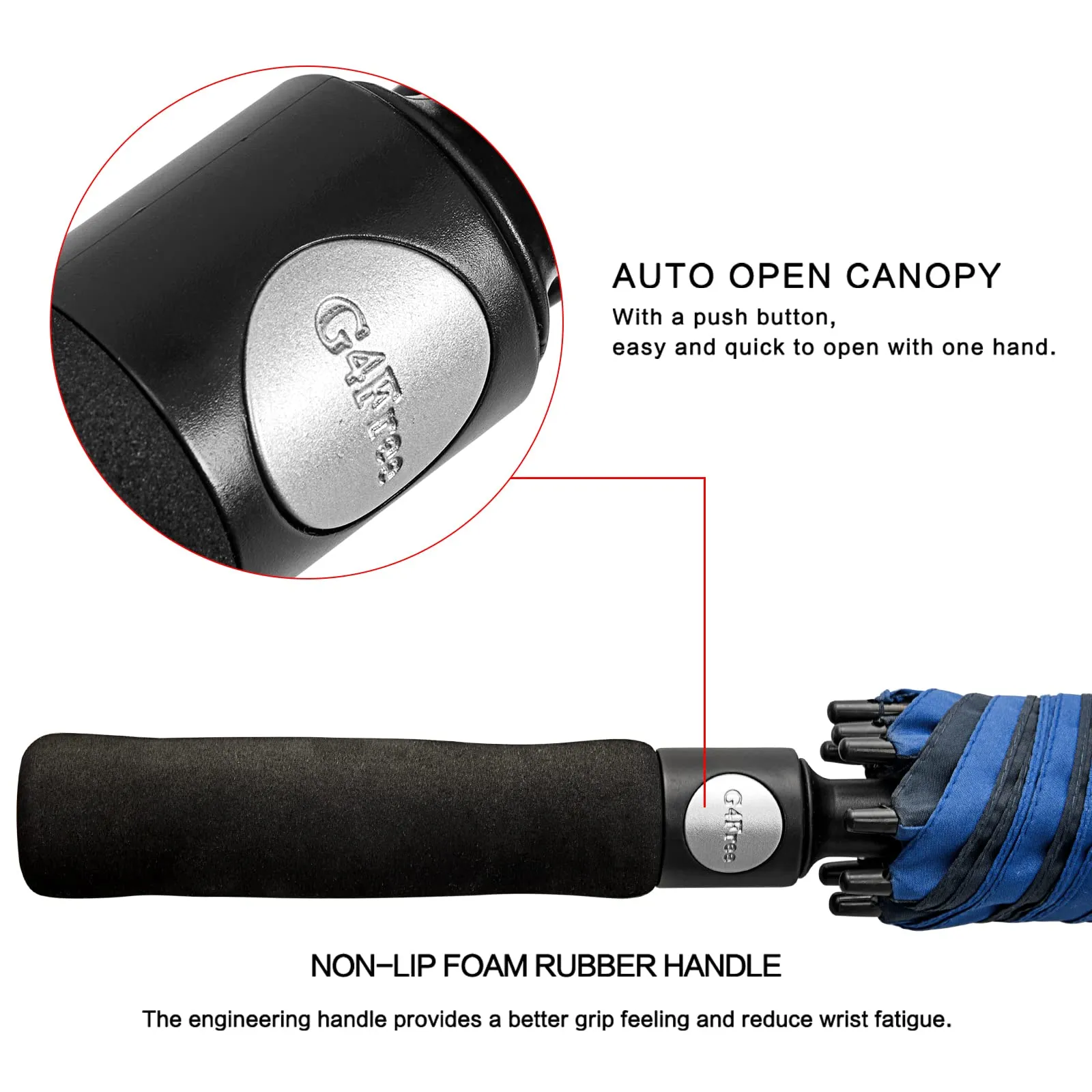 G4Free Automatic Open Golf Umbrella Double Canopy Vented Stick Umbrellas