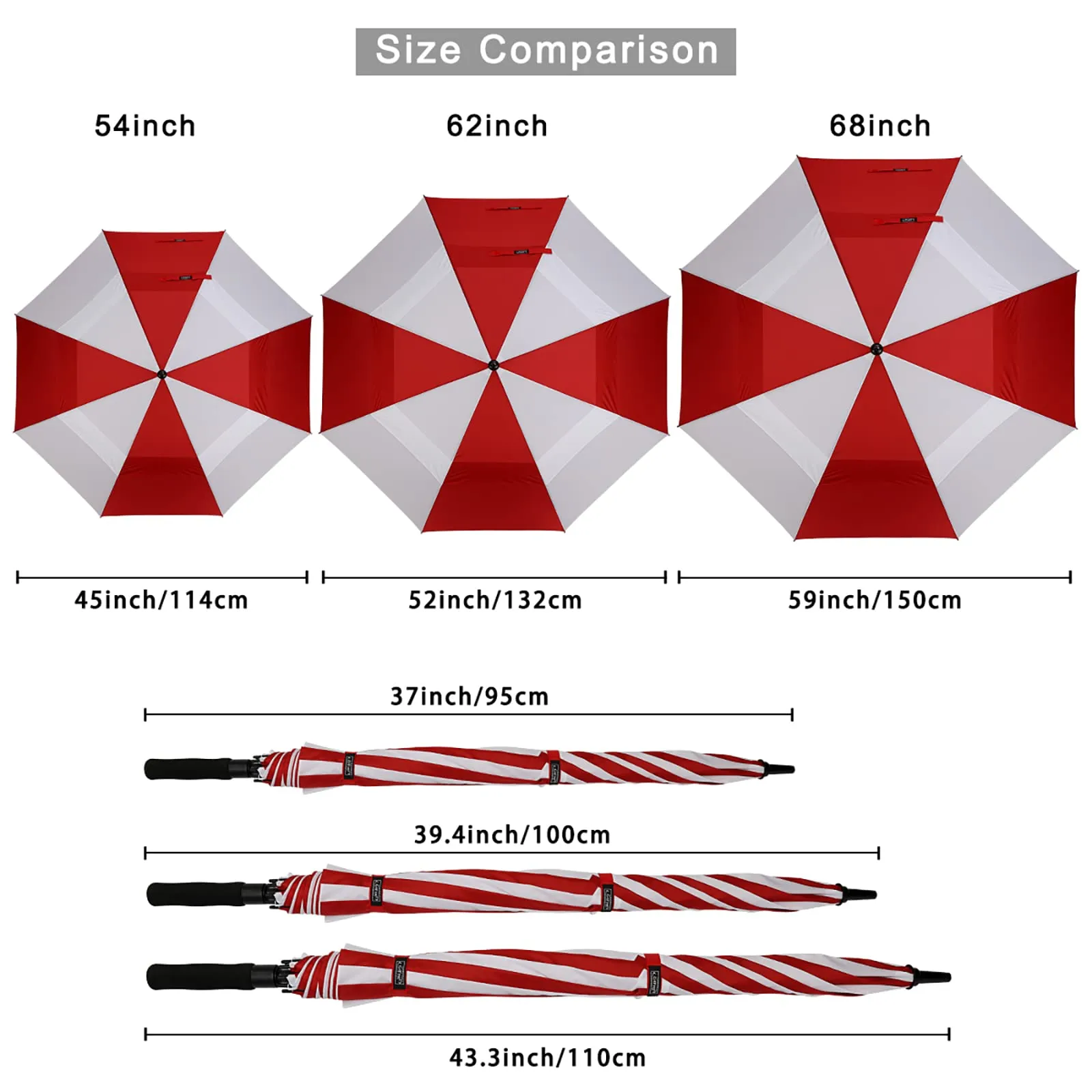 G4Free Automatic Open Golf Umbrella Double Canopy Vented Stick Umbrellas