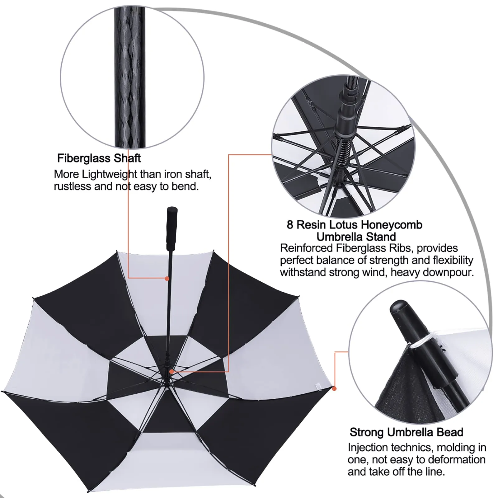 G4Free Automatic Open Golf Umbrella Double Canopy Vented Stick Umbrellas