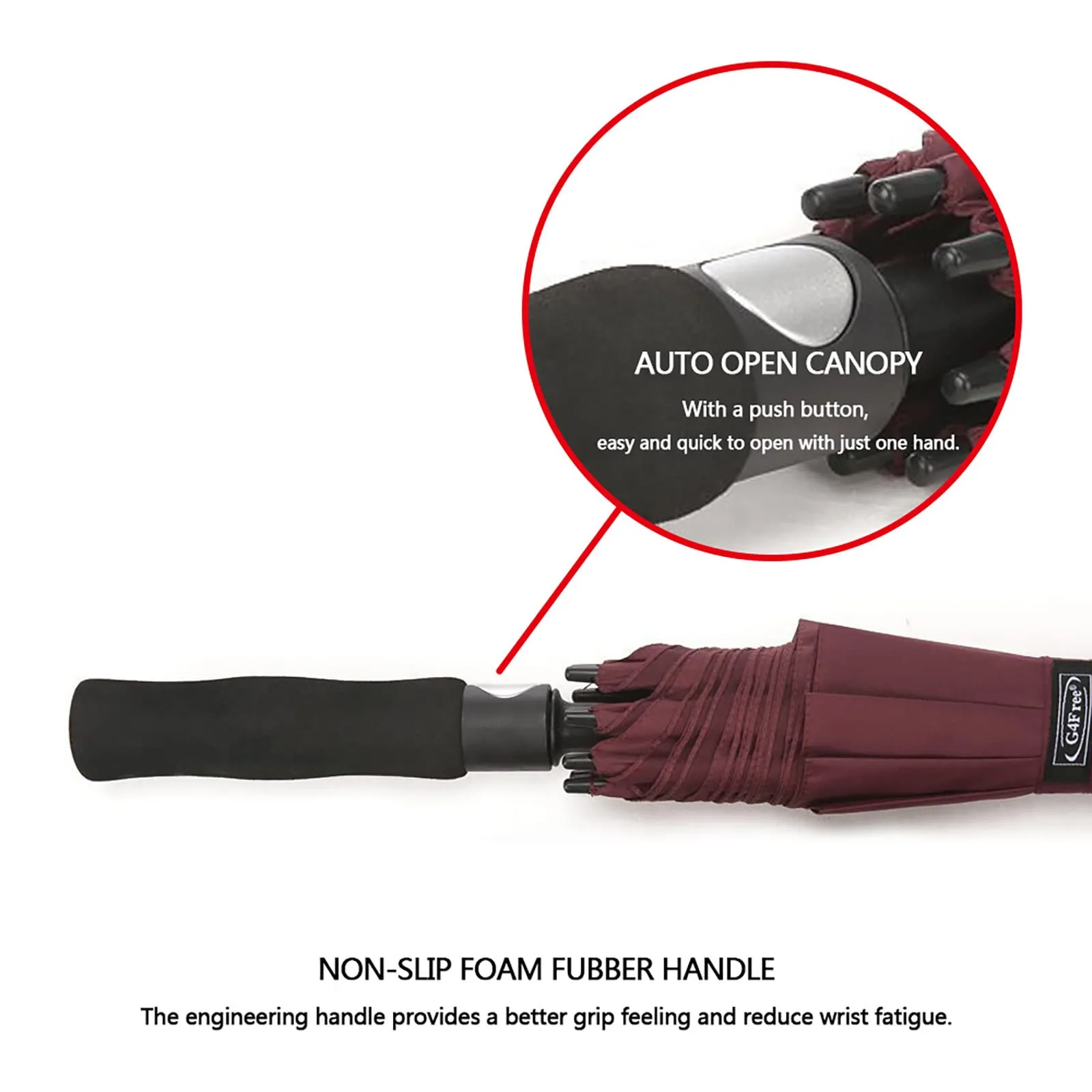 G4Free Automatic Open Golf Umbrella Double Canopy Vented Stick Umbrellas