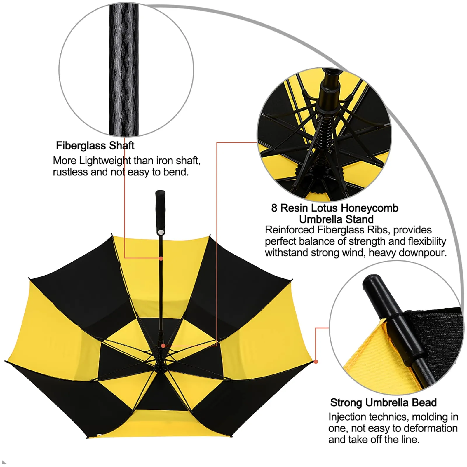 G4Free Automatic Open Golf Umbrella Double Canopy Vented Stick Umbrellas
