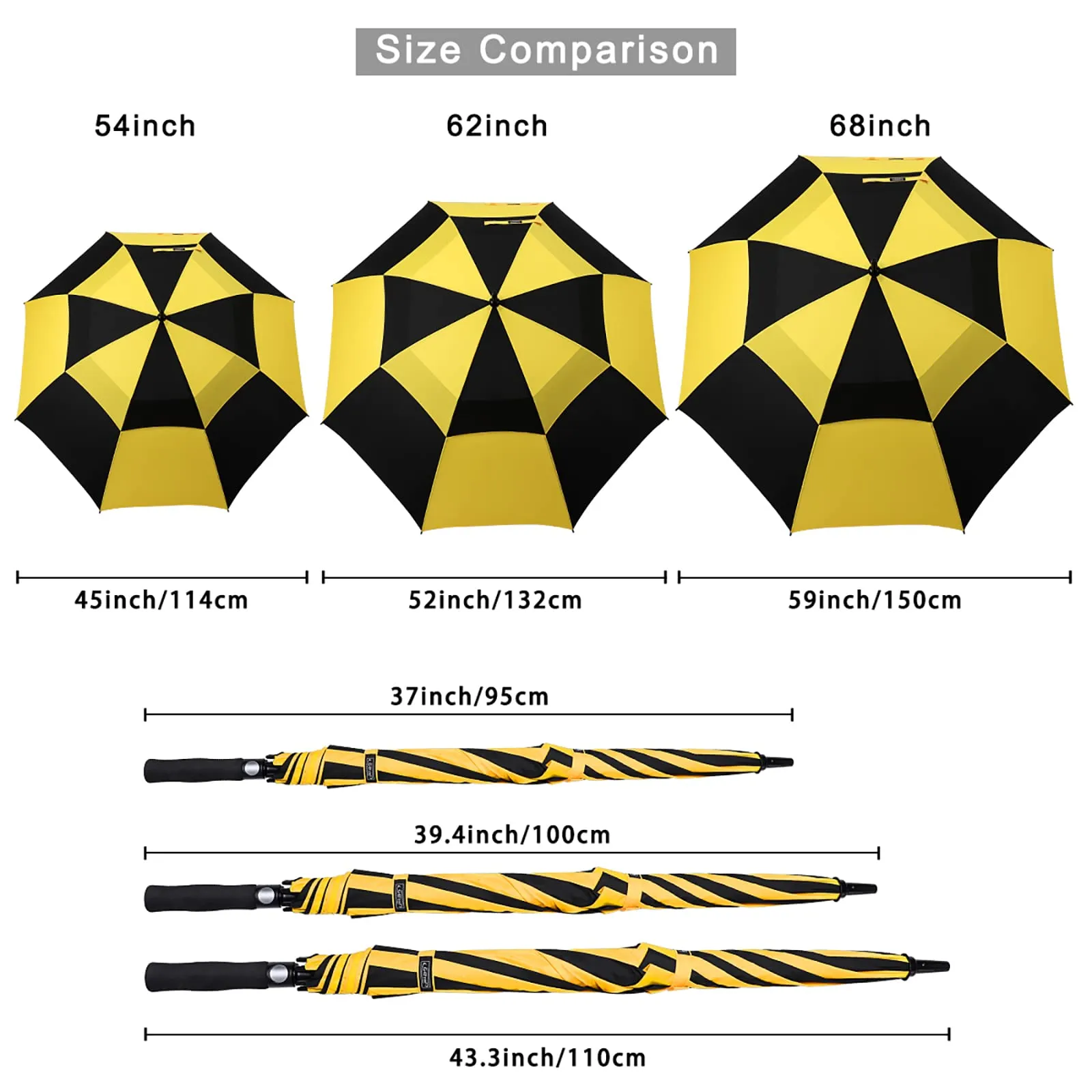 G4Free Automatic Open Golf Umbrella Double Canopy Vented Stick Umbrellas