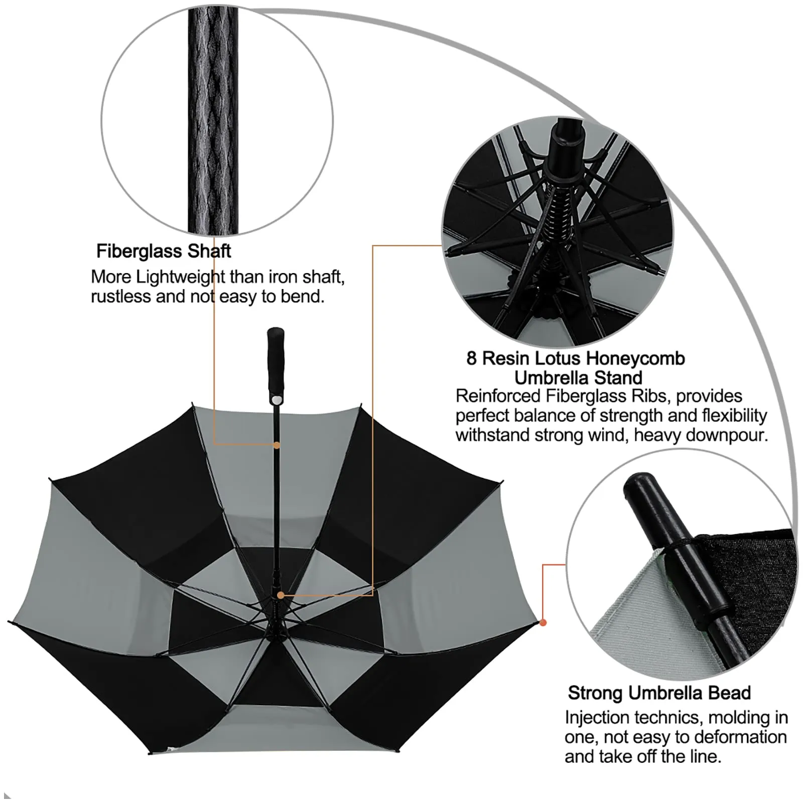 G4Free Automatic Open Golf Umbrella Double Canopy Vented Stick Umbrellas
