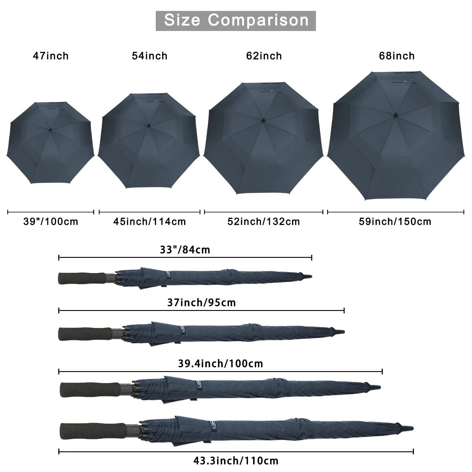 G4Free Automatic Open Golf Umbrella Double Canopy Vented Stick Umbrellas